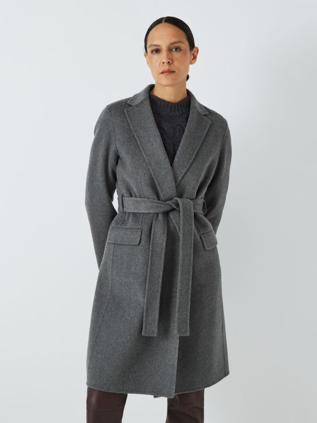Theory Cashmere Blend Belted Coat, Charcoal, S