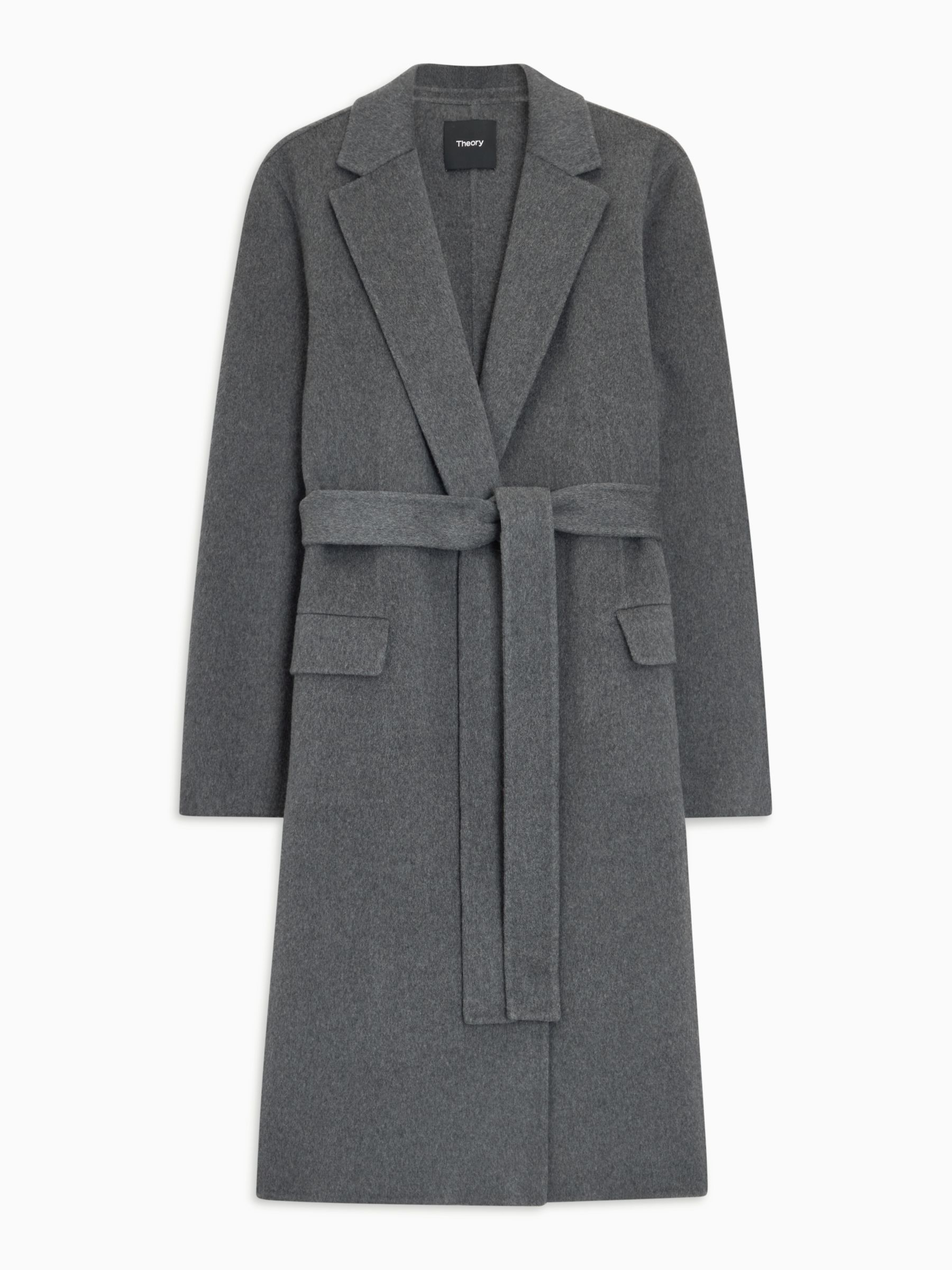 Theory Cashmere Blend Belted Coat, Charcoal