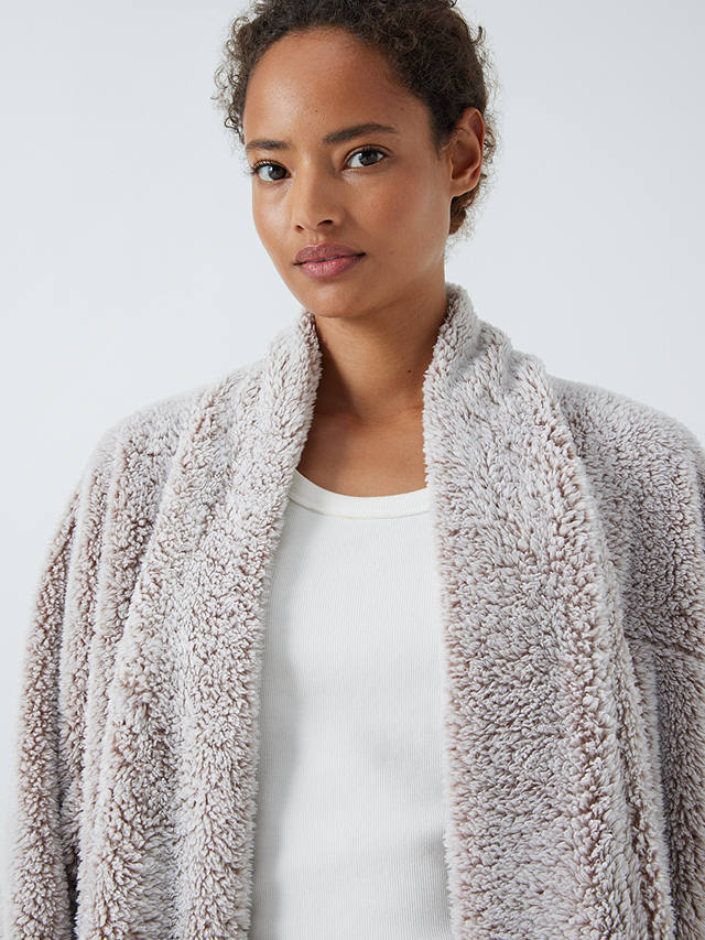 John Lewis Frosted High Pile Throw On Fleece, Oatmeal