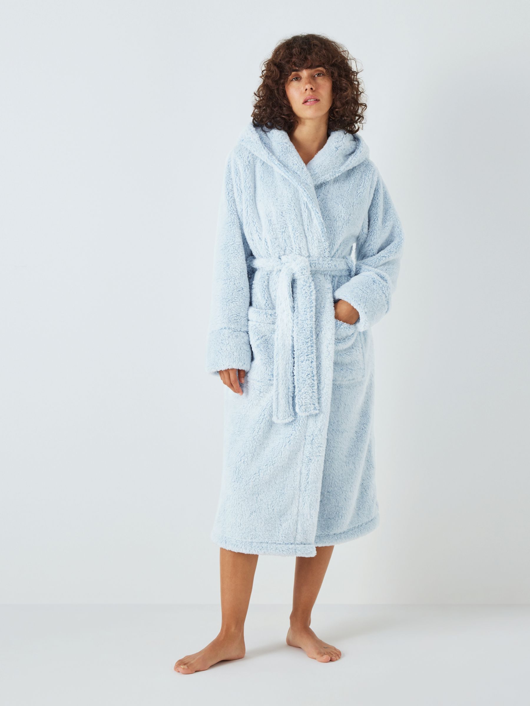 John Lewis Hi Pile Fleece Robe, Light Blue, S