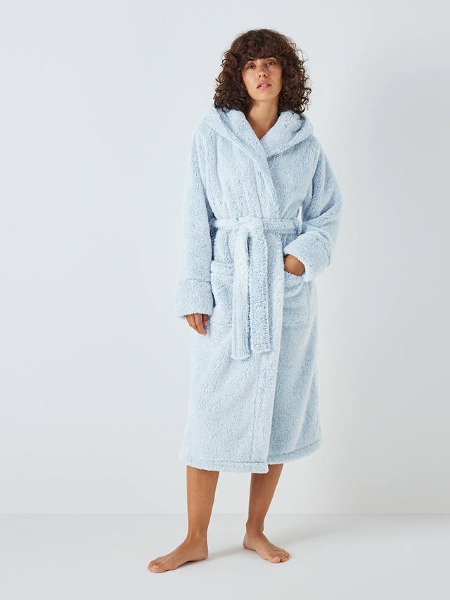 John Lewis Hi Pile Fleece Robe, Light Blue