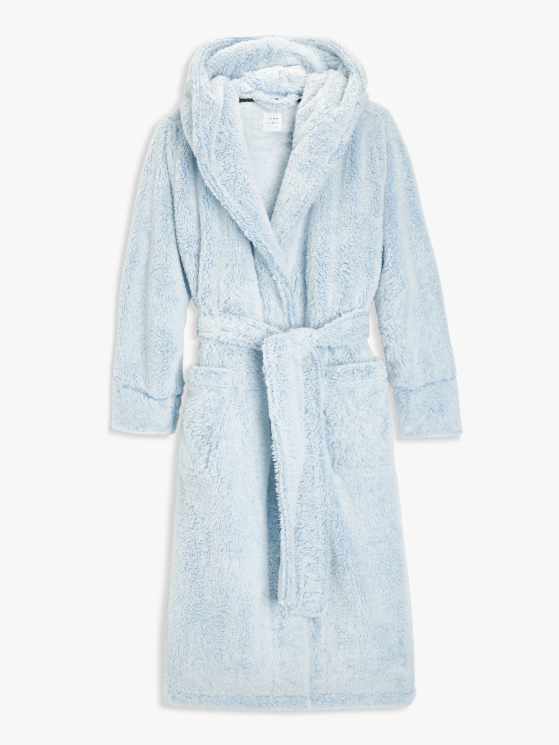 John Lewis Hi Pile Fleece Robe, Light Blue, S