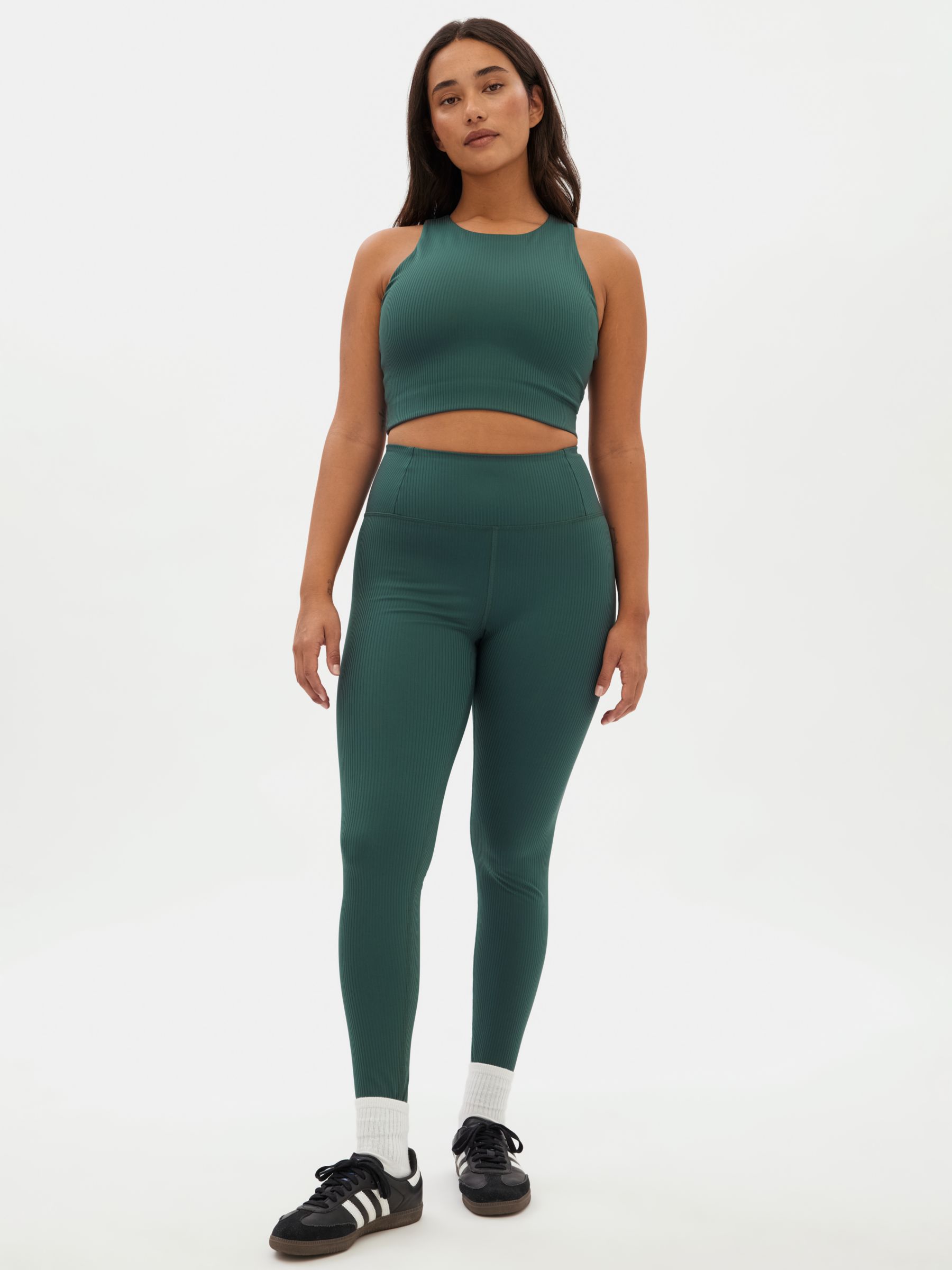 Girlfriend Collective Dylan Ribbed Cropped Sports Bra, Moss at John Lewis &  Partners