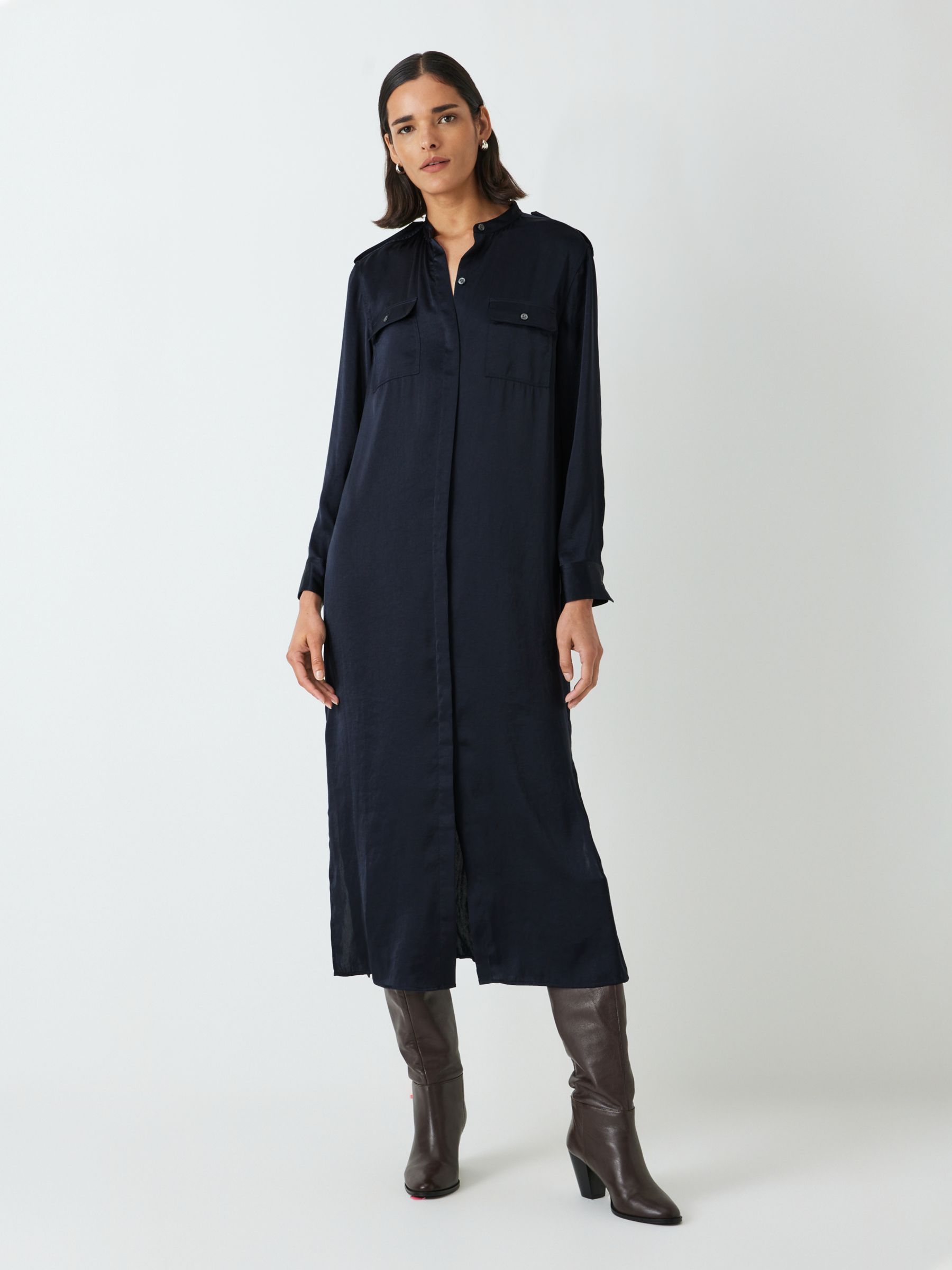 Boden Satin Midi Shirt Dress at John Lewis & Partners