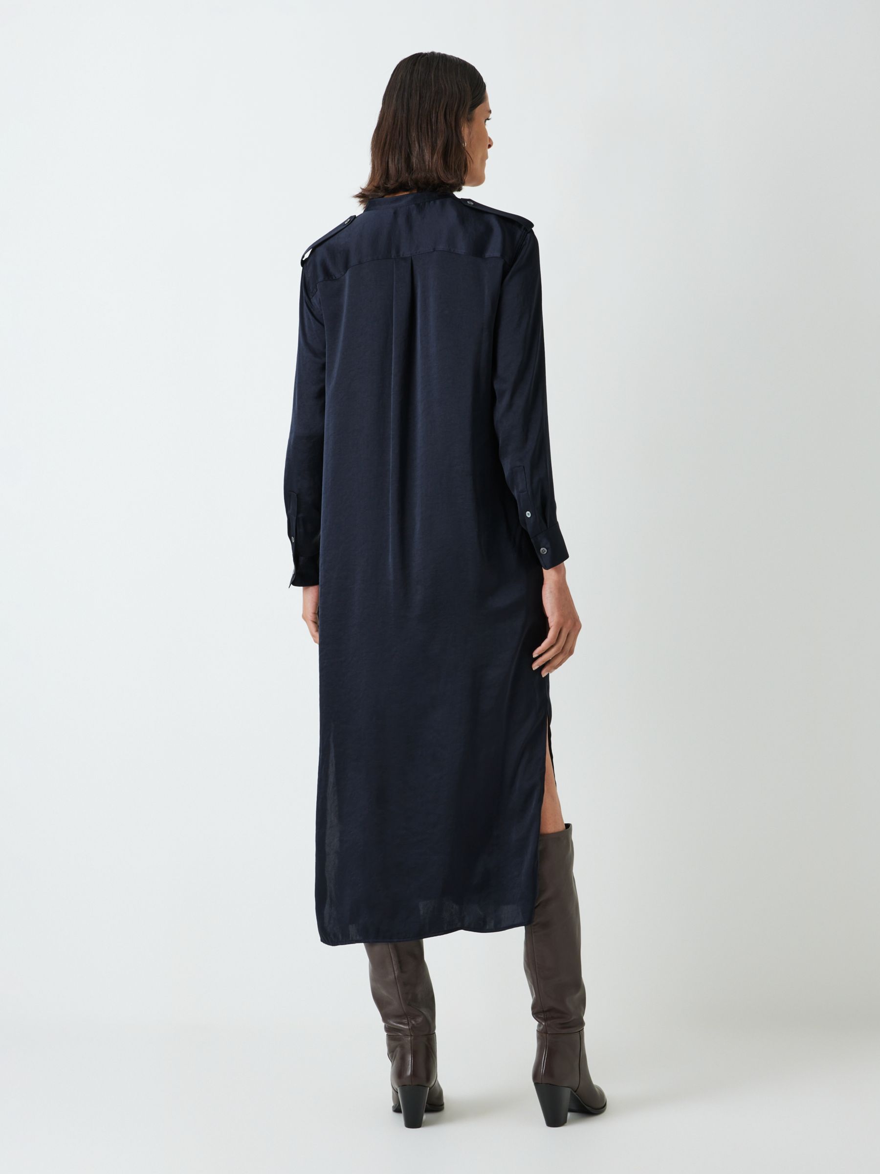 Theory Satin Shirt Dress, Deep Navy at John Lewis & Partners