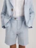 Reiss Kids' Kin Linen Suit Shorts, Soft Blue