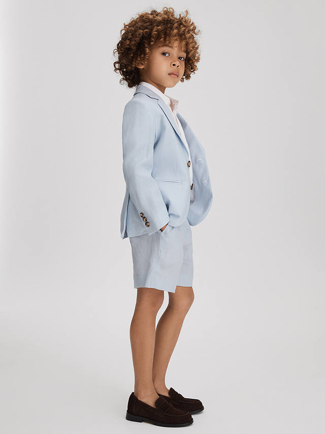Reiss Kids' Kin Linen Suit Shorts, Soft Blue