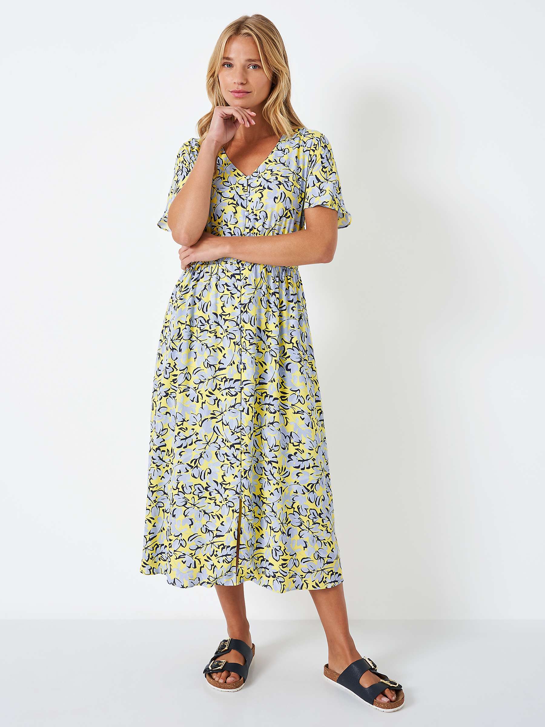 Buy Crew Clothing Eden Floral Print Dress, Yellow Online at johnlewis.com