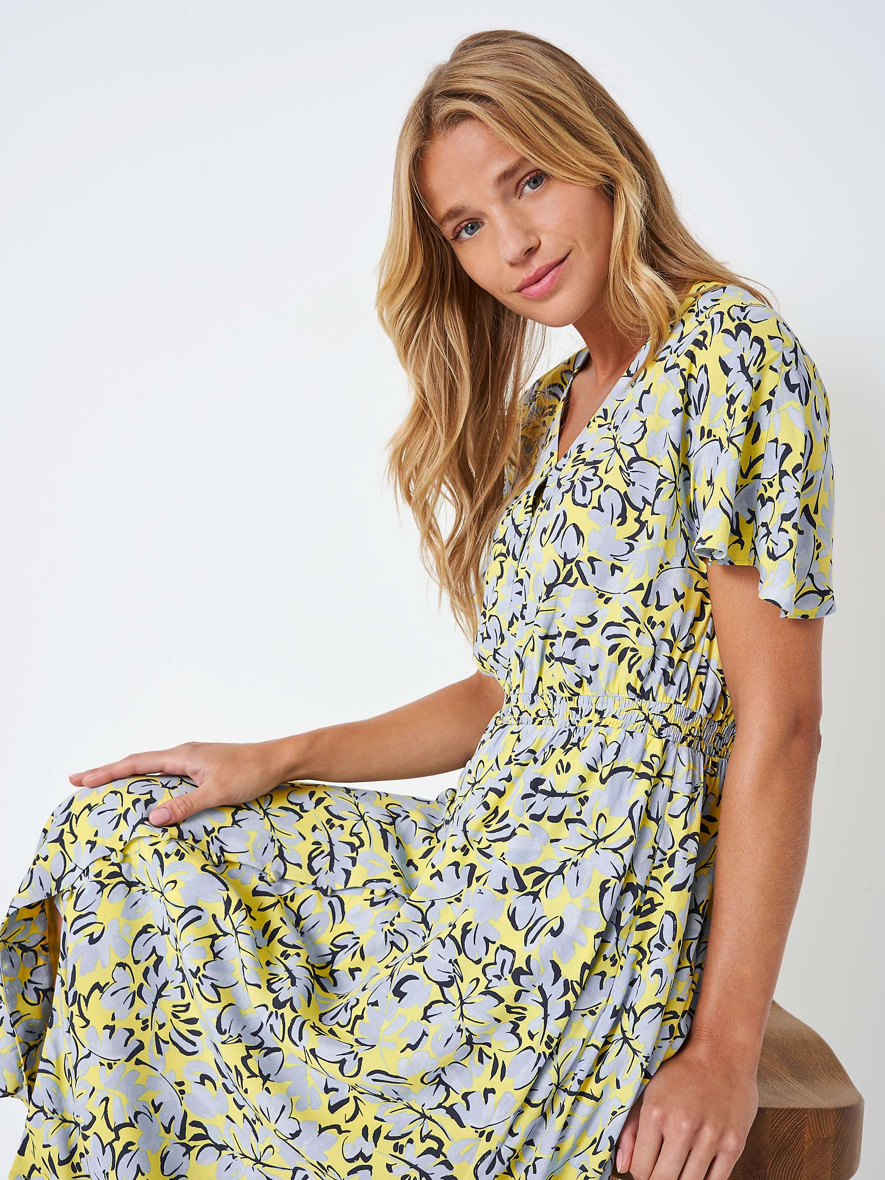 Buy Crew Clothing Eden Floral Print Dress, Yellow Online at johnlewis.com