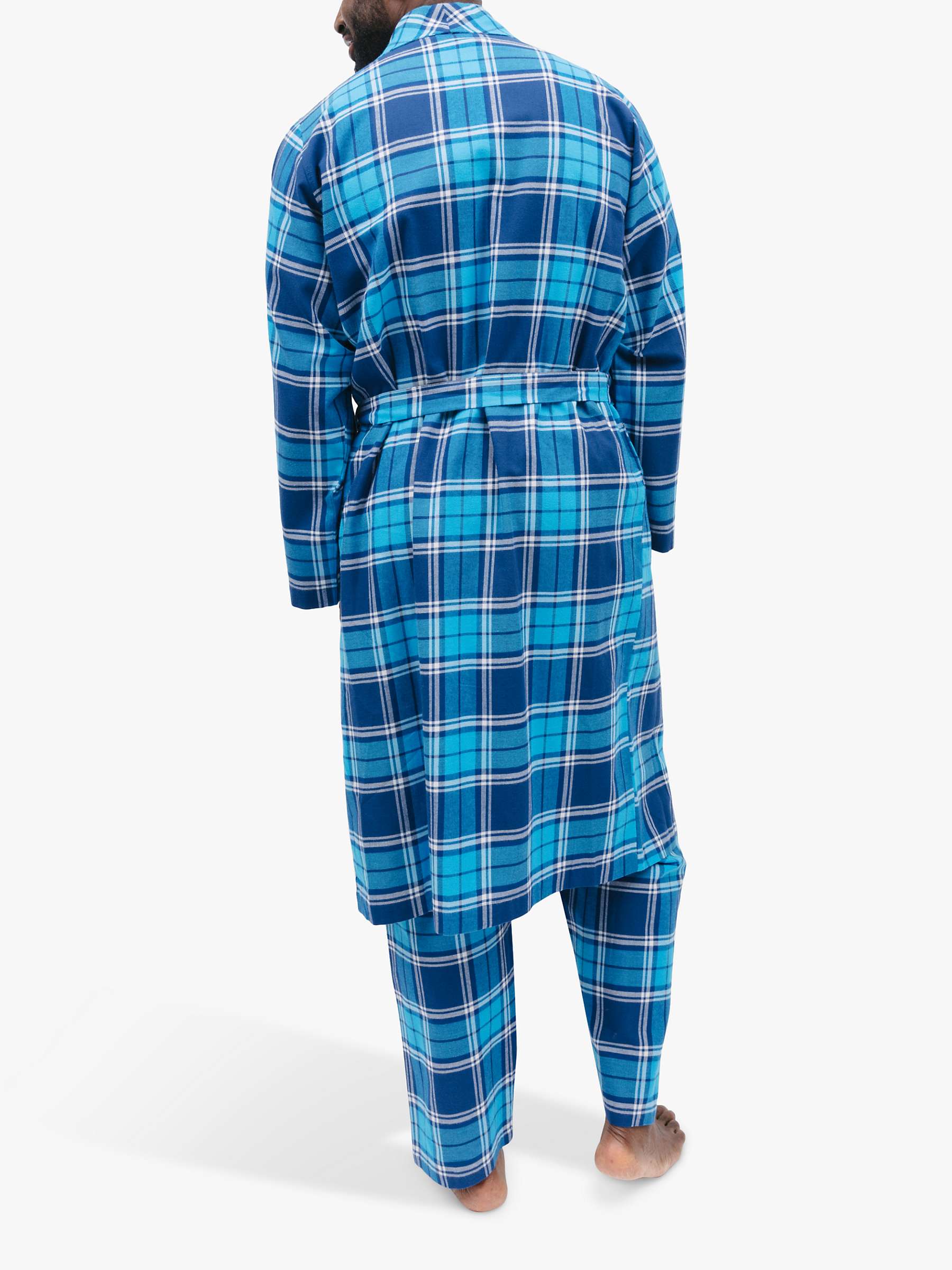 Buy Cyberjammies Felix Check Long Dressing Gown, Dark Blue Online at johnlewis.com