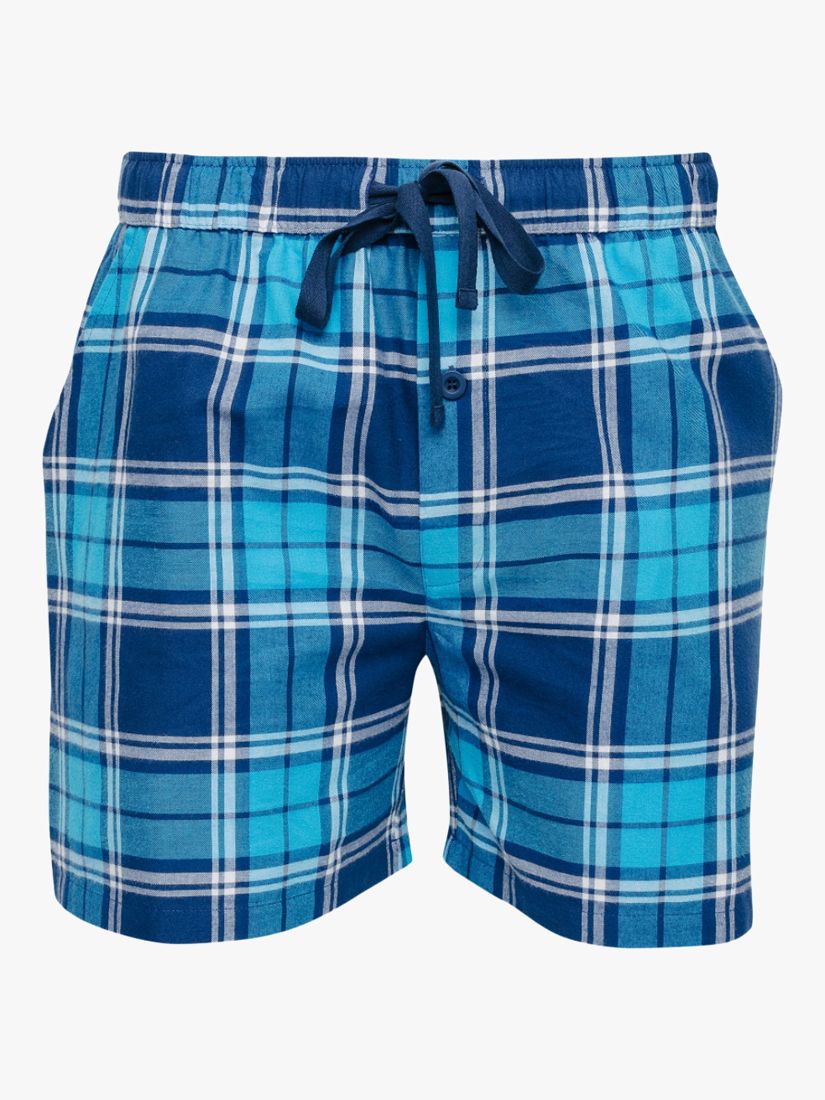 Cyberjammies Felix Check Pyjama Shorts, Dark Blue at John Lewis & Partners