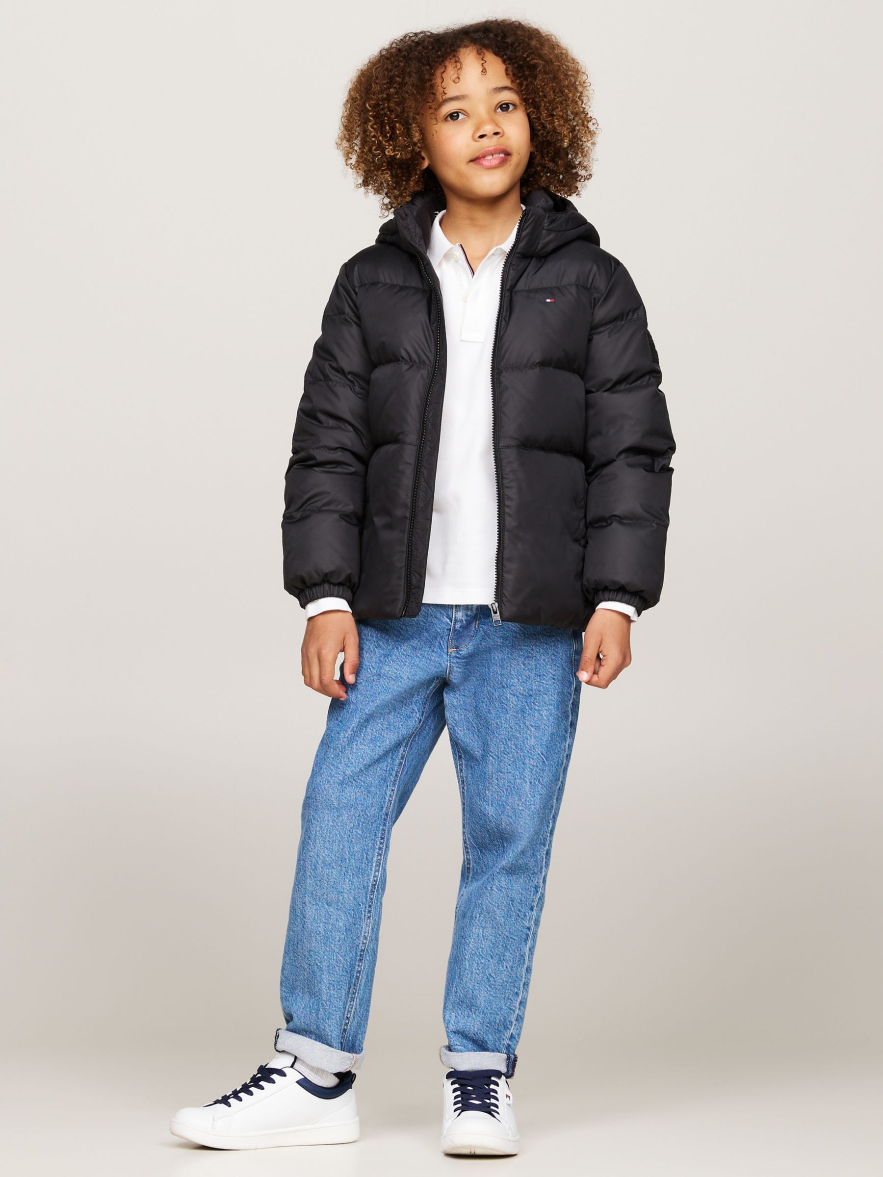 Buy Tommy Hilfiger Kids' Essential Down Puffer Jacket, Black Online at johnlewis.com