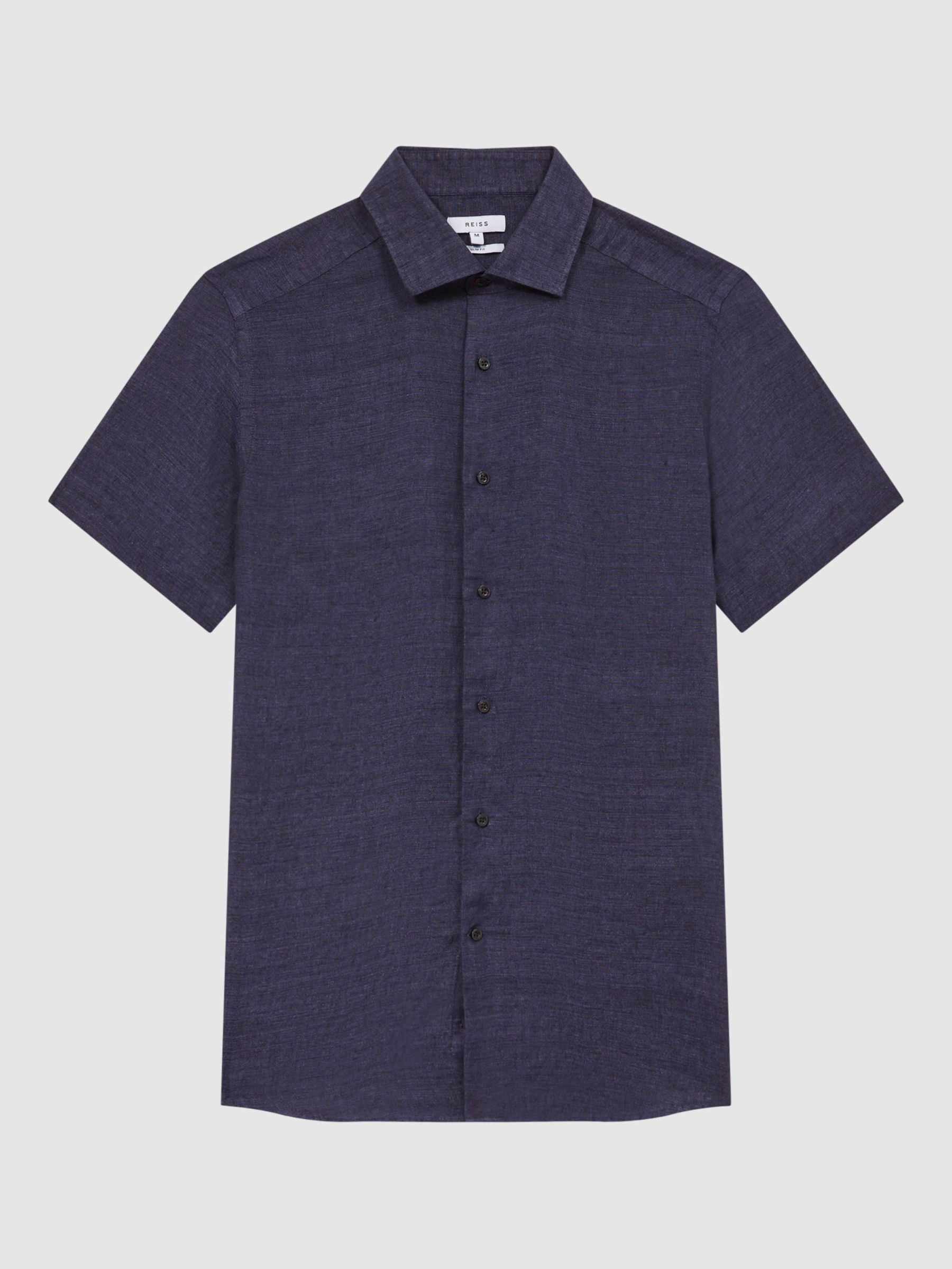 Buy Reiss Holiday Regular Fit Linen Shirt, Navy Online at johnlewis.com