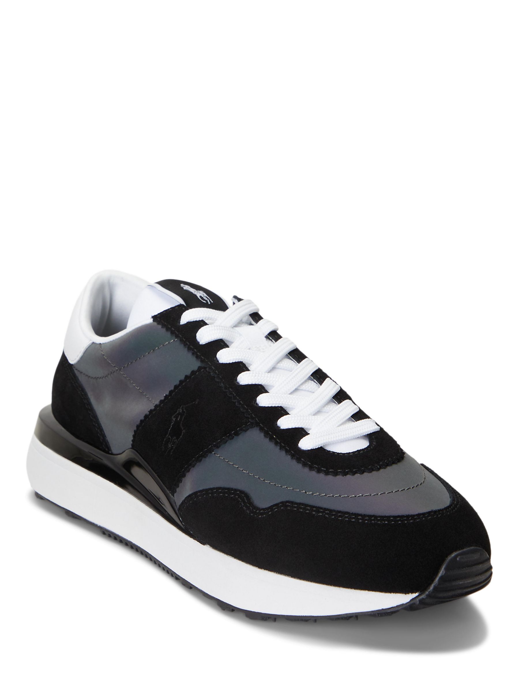 Polo Ralph Lauren Train 89 Suede Trainers, Black Reflective at John ...