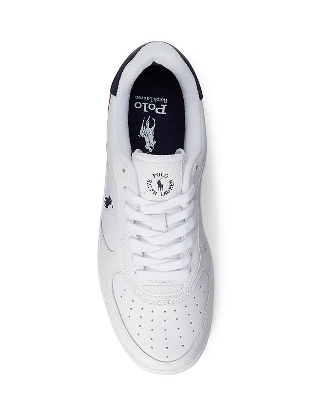 Ralph Lauren Masters Court Leather Trainers, White/Navy