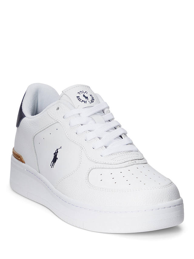 Ralph Lauren Masters Court Leather Trainers, White/Navy