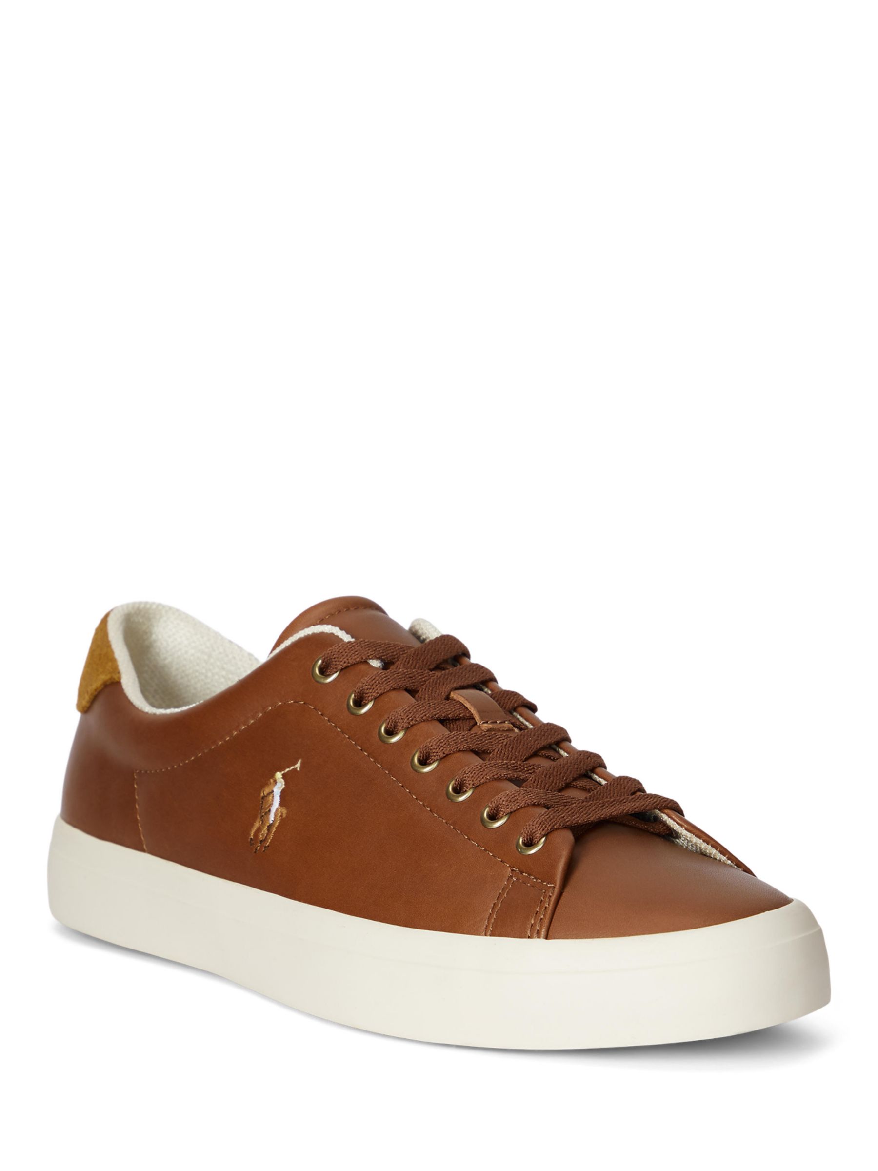 Buy Polo Ralph Lauren Longwood Leather Trainers, Tan Online at johnlewis.com
