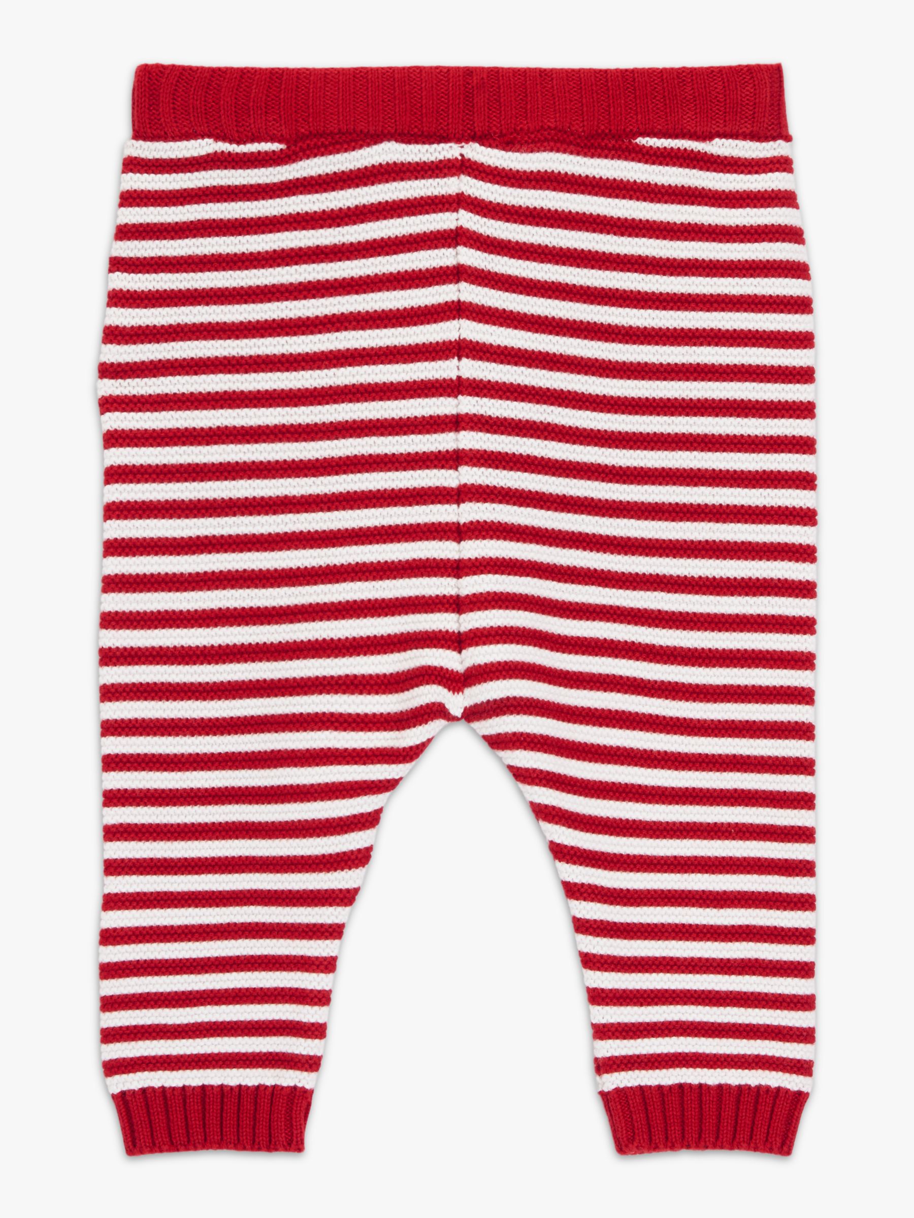 John Lewis Baby Reindeer Knitted Leggings, Red/Multi, 0-3 months