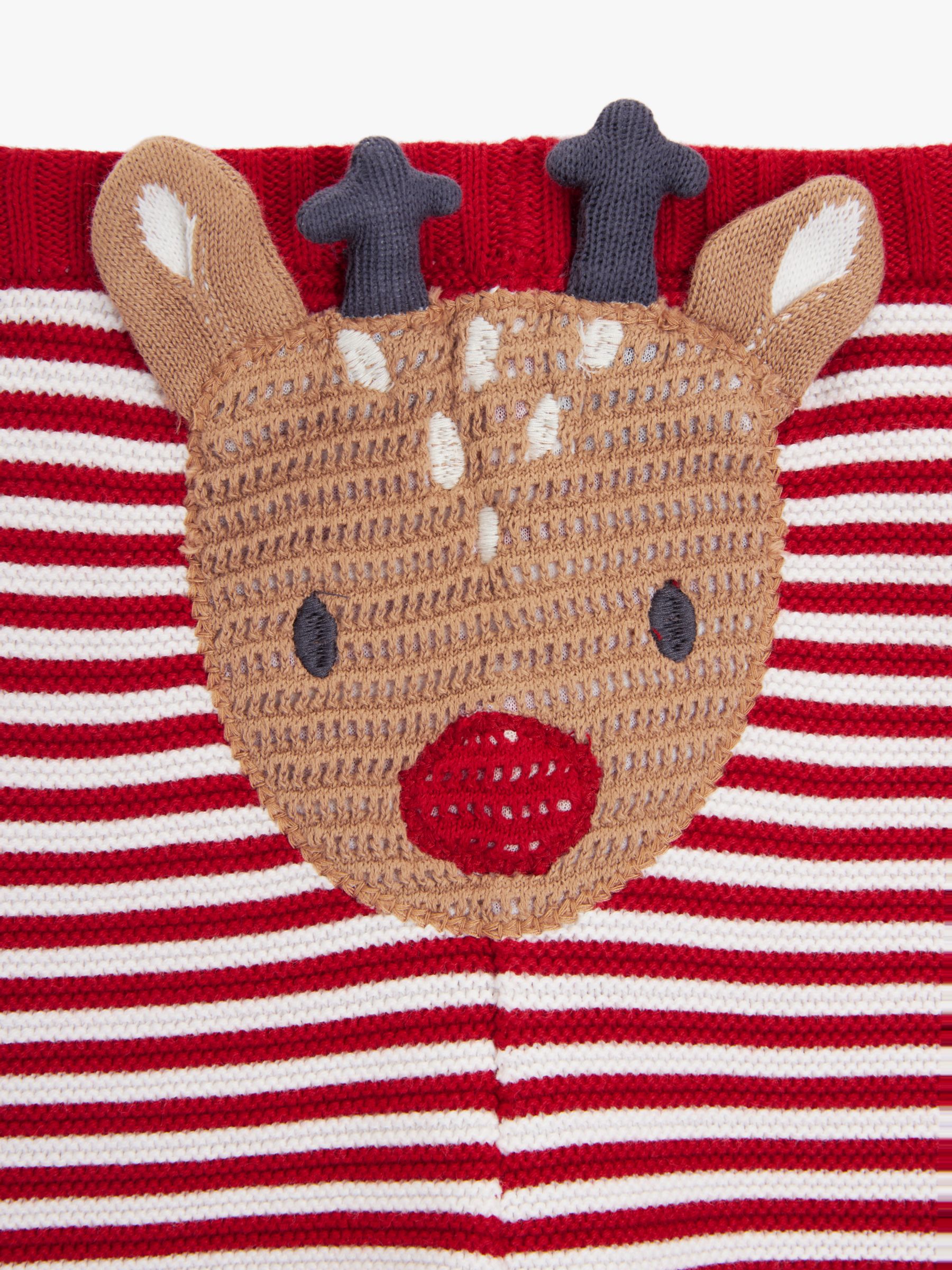 John Lewis Baby Reindeer Knitted Leggings, Red/Multi, 0-3 months