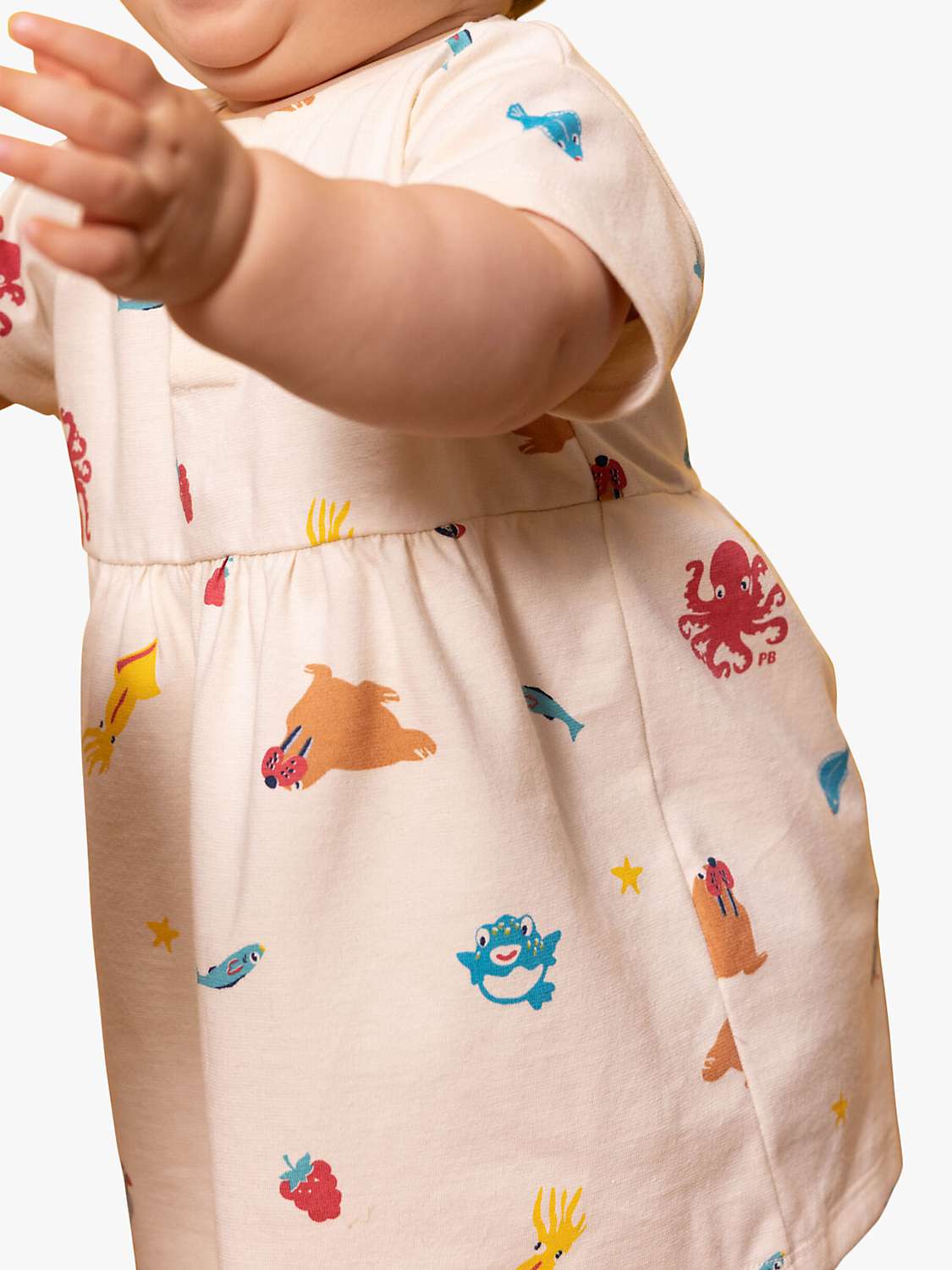 Buy Petit Bateau Baby Cotton Animal Print Short Sleeve Jersey Dress, Avalanche/Multi Online at johnlewis.com