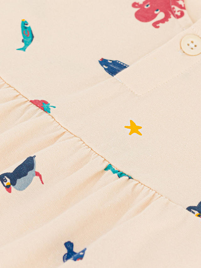 Petit Bateau Baby Cotton Animal Print Short Sleeve Jersey Dress, Avalanche/Multi