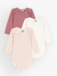 Petit Bateau Baby Long Sleeve Bodysuits, Pack of 3, Red/Multi