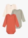 Petit Bateau Baby Long Sleeve Plain Bodysuits, Pack of 3, Multi
