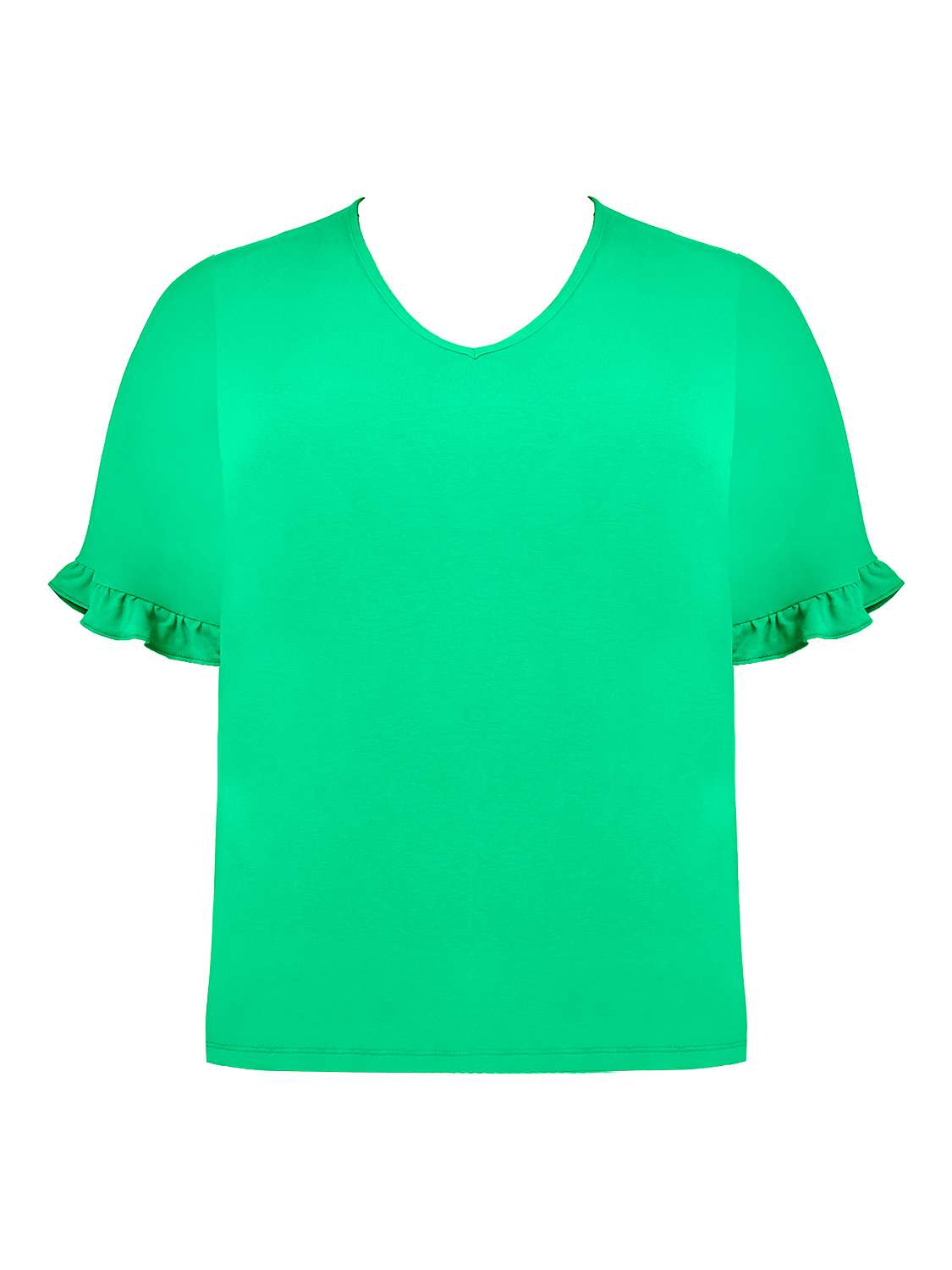 Buy Live Unlimited Curve Frill Sleeve Blouse, Green Online at johnlewis.com