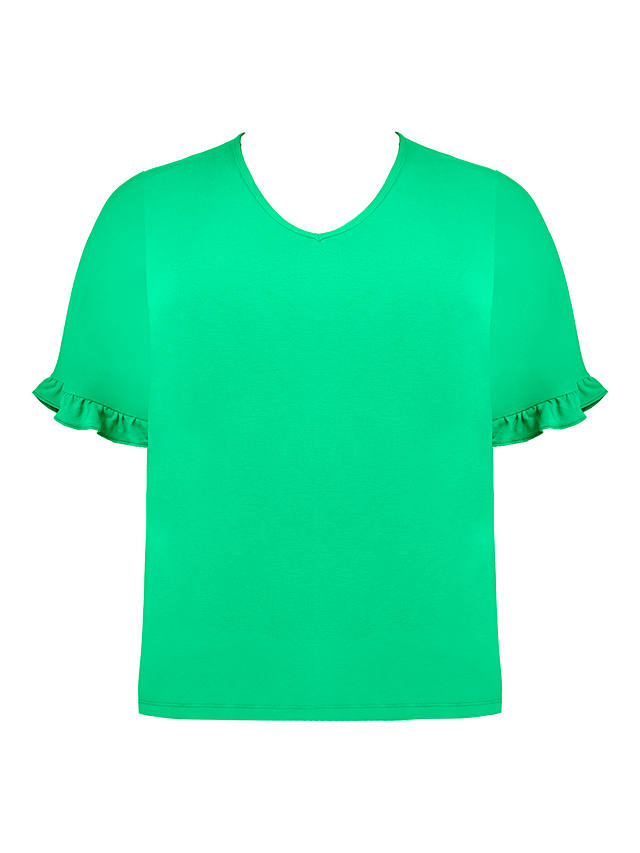 Live Unlimited Curve Frill Sleeve Blouse, Green at John Lewis & Partners