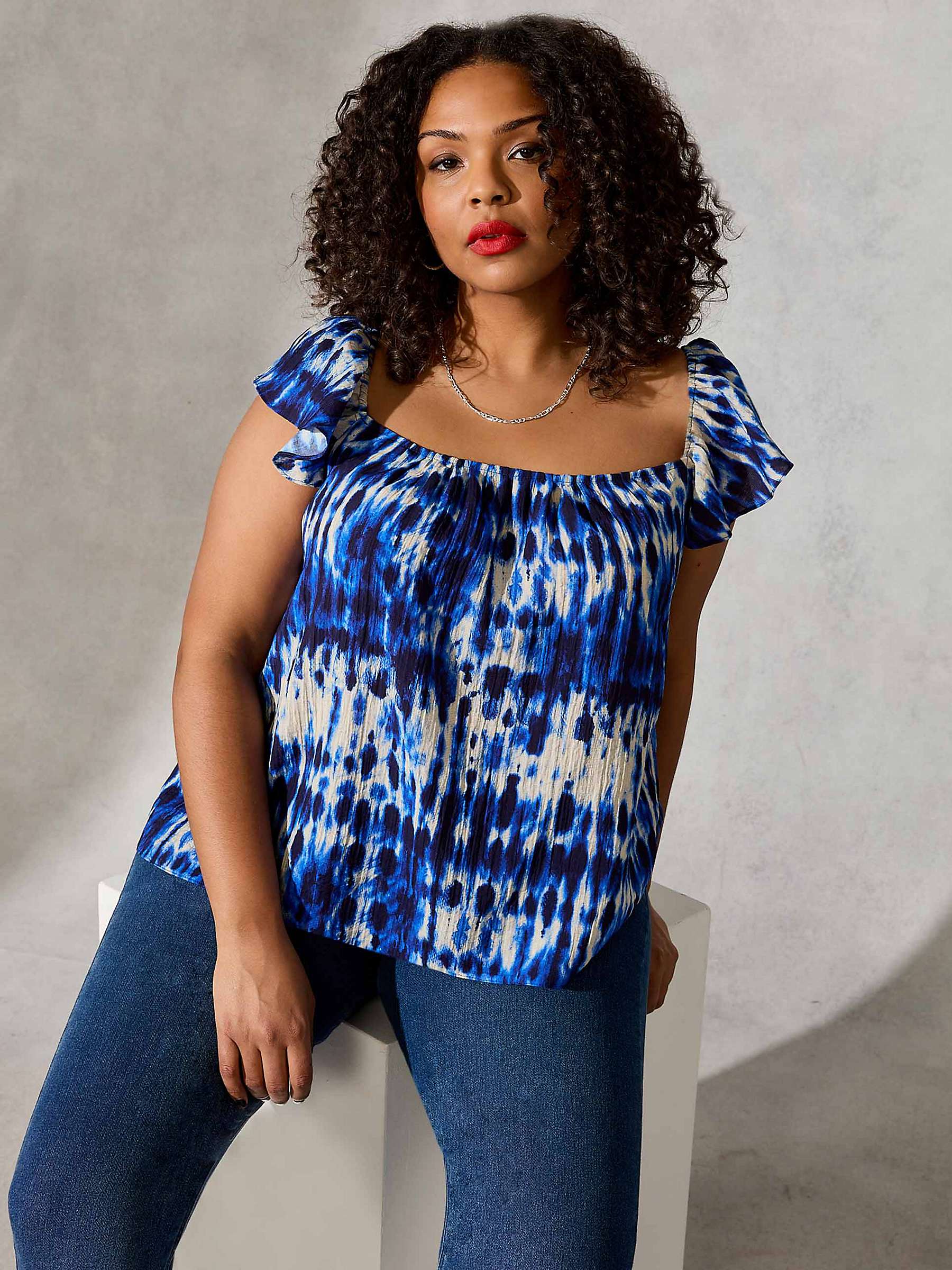 Buy Live Unlimited Curve Navy Tie Dye Top, Blue/White Online at johnlewis.com