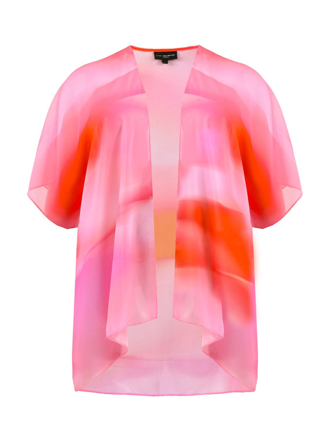 Live Unlimited Curve Open Neck Ombre Print Chiffon Kimono, Pink/Multi at  John Lewis & Partners