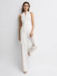 Reiss Carmen Plain Linen Blend Jumpsuit, White, White