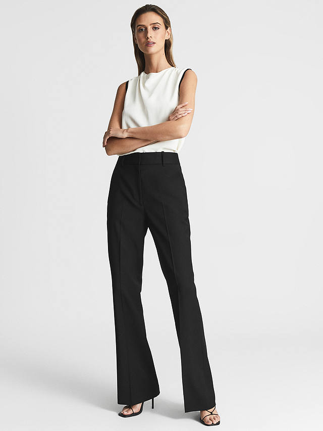 Reiss Haisley Tailored Flare Trousers, Black