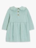 John Lewis Baby Knitted Smock Dress, Blue Turquoise