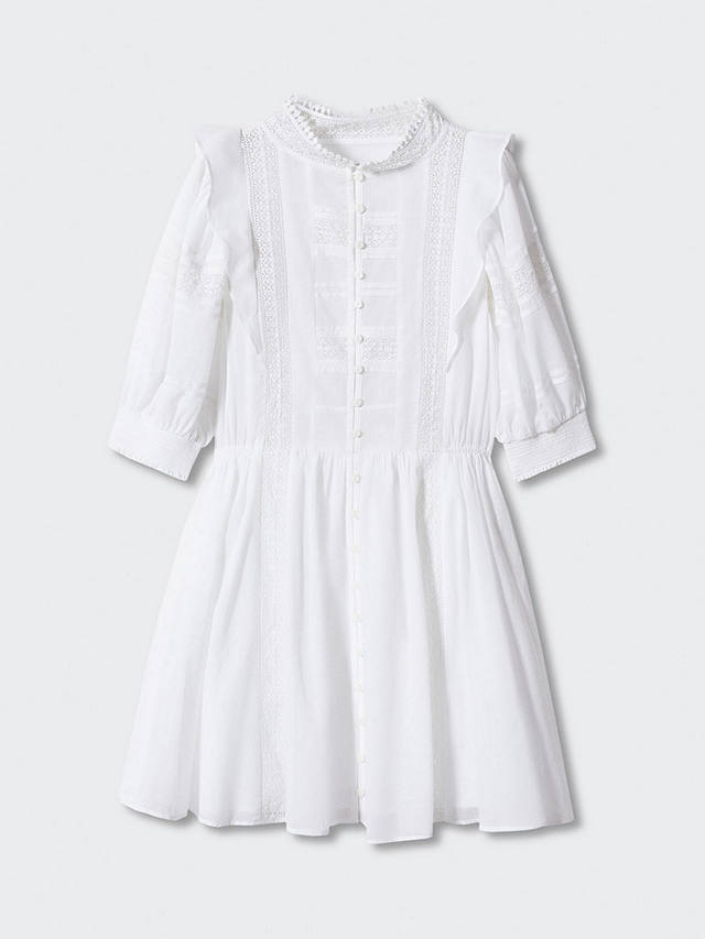Mango Tresi Puff Sleeve Embroidered Mini Dress, White at John Lewis ...