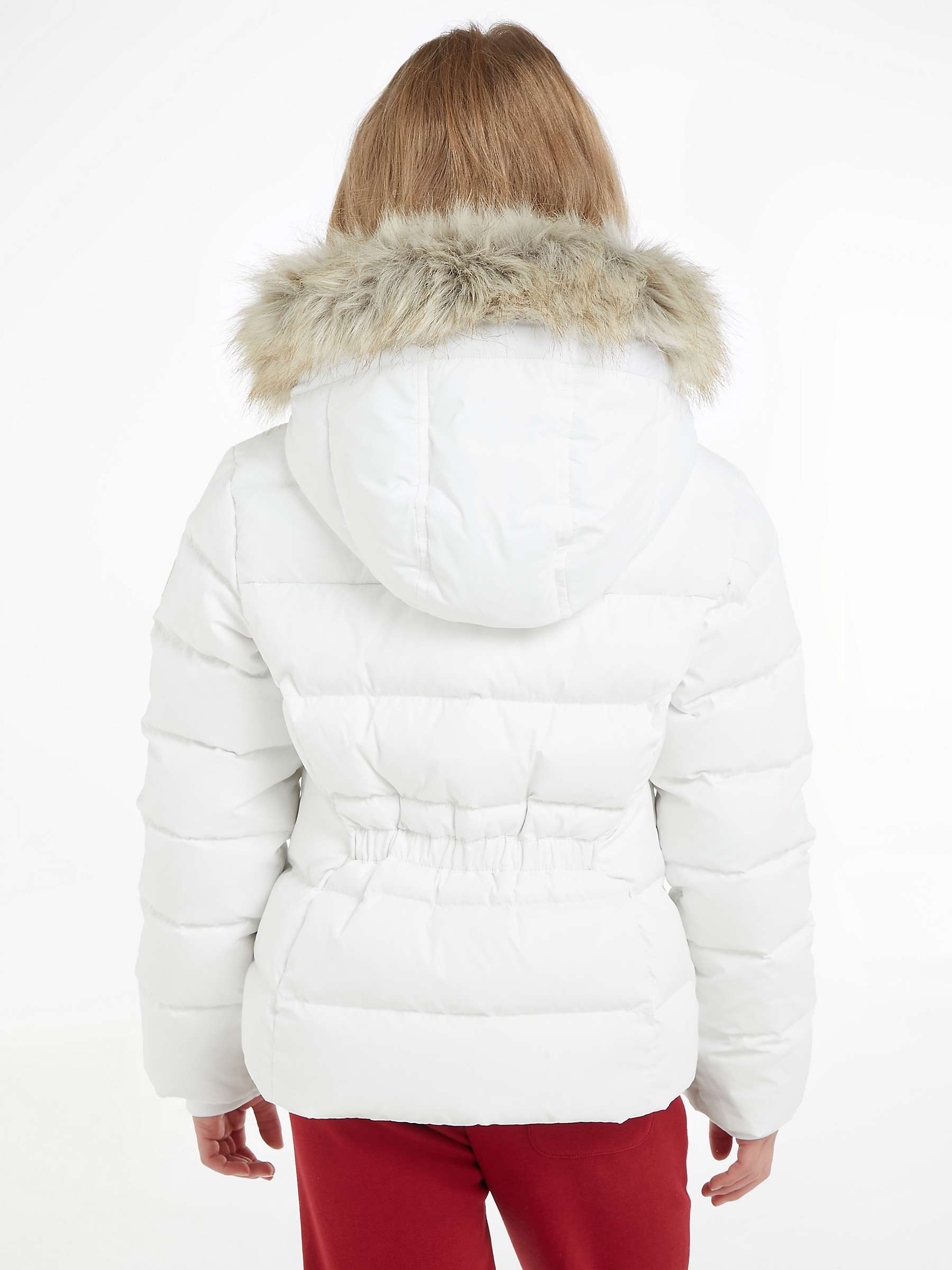 Buy Tommy Hilfiger Kids' Essential Fur Trim Hooded Jacket, White Online at johnlewis.com
