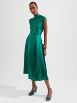 Hobbs Charlize Silk Midi Dress, Meadow Green