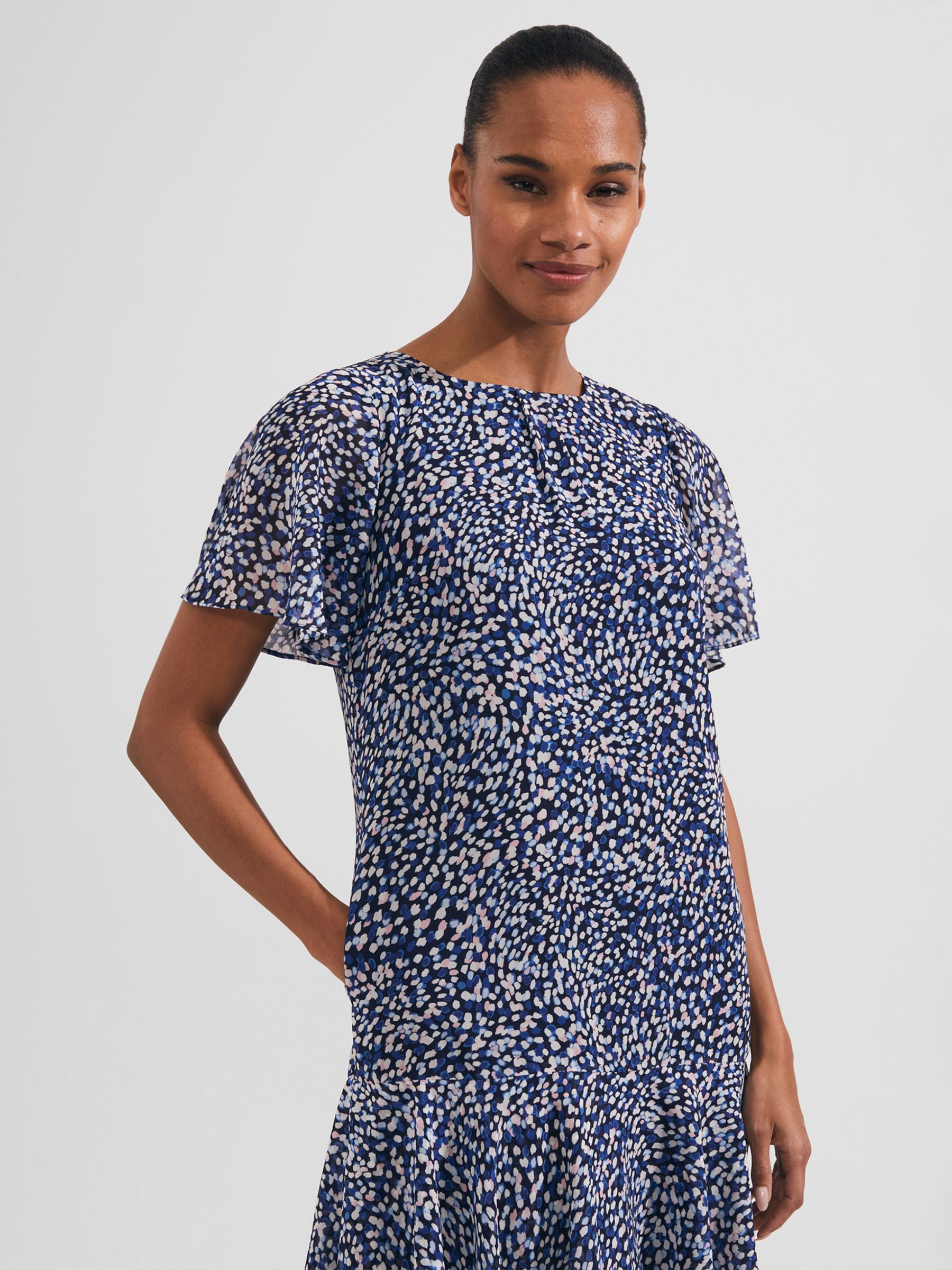 Hobbs Sadie Spot Print Mini Dress, Navy/Multi at John Lewis & Partners