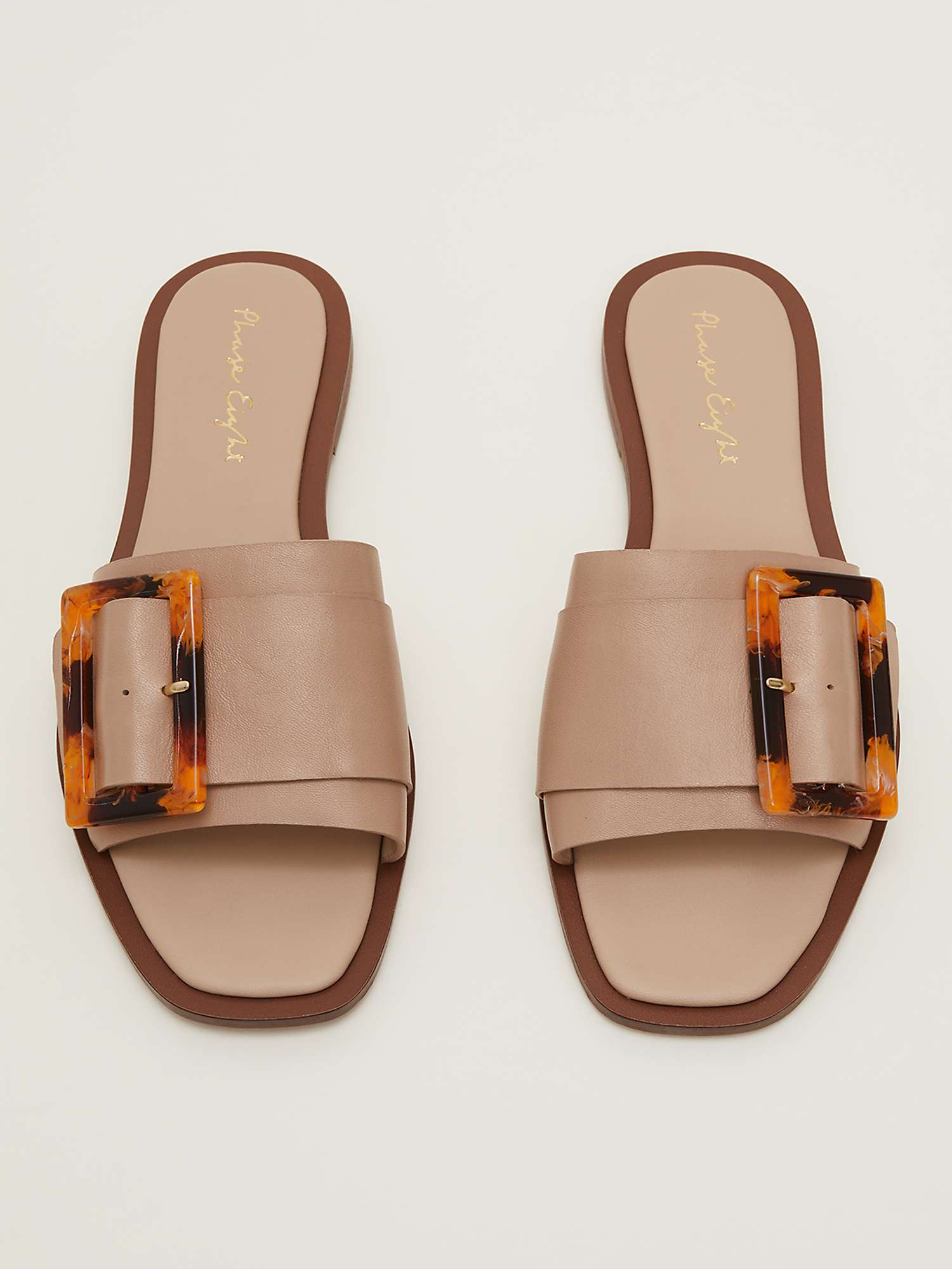 Buy Phase Eight Leather Flat Slider Sandals, Neutral Online at johnlewis.com