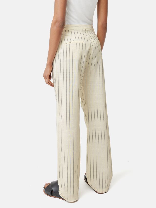 Jigsaw Pinstripe Tailored Trousers, White, 6