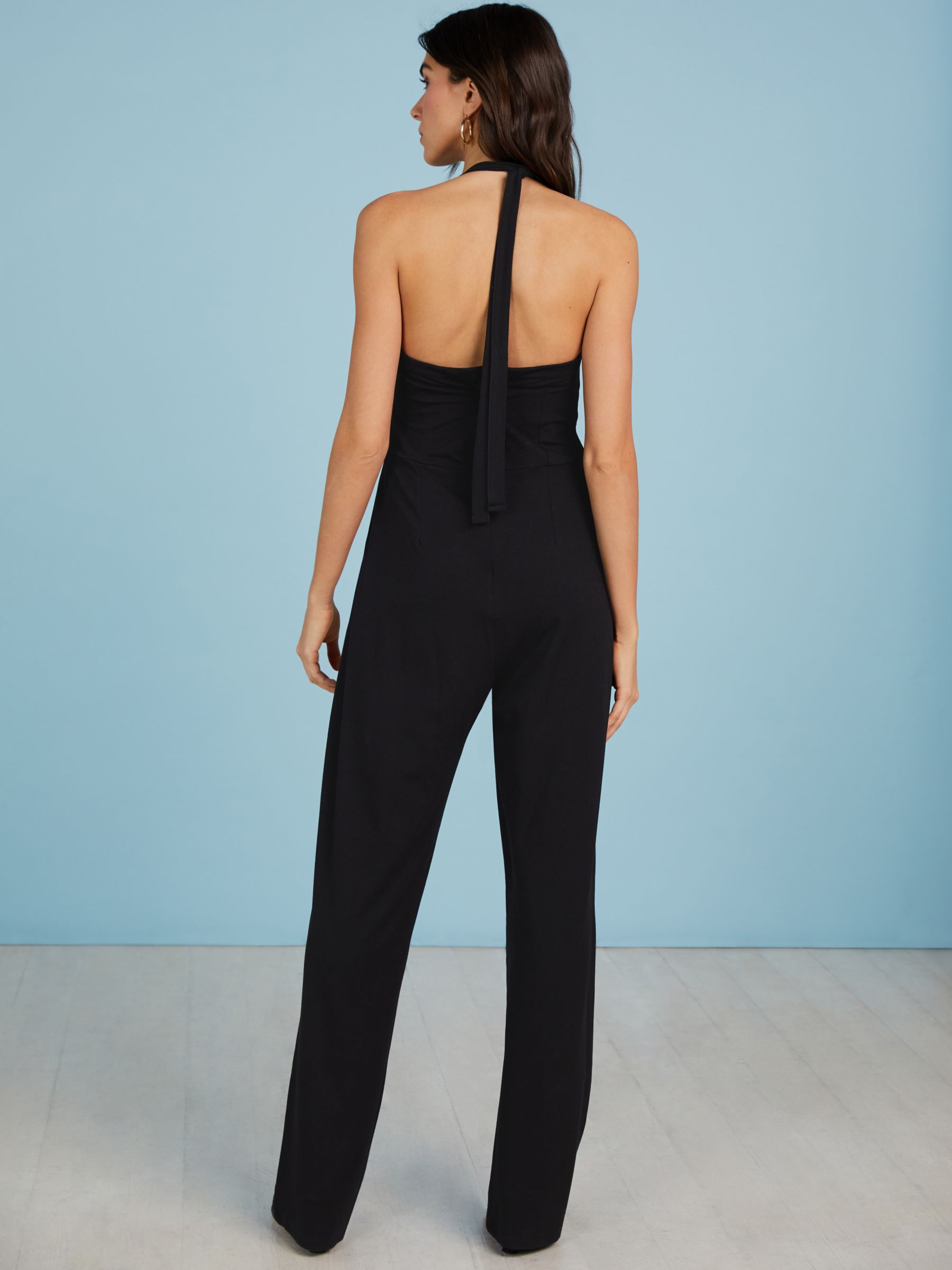 Baukjen Milena Halterneck Jumpsuit, Caviar Black at John Lewis & Partners