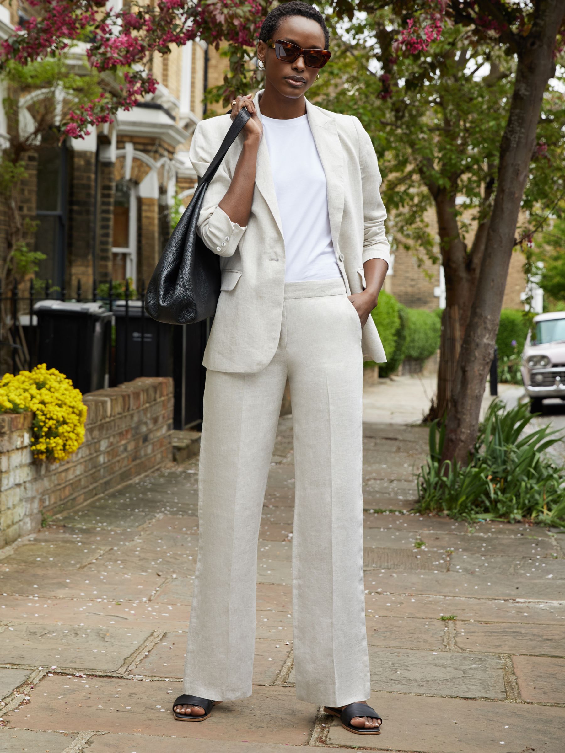Baukjen Emerson Tailored Linen Trousers, Natural at John Lewis & Partners