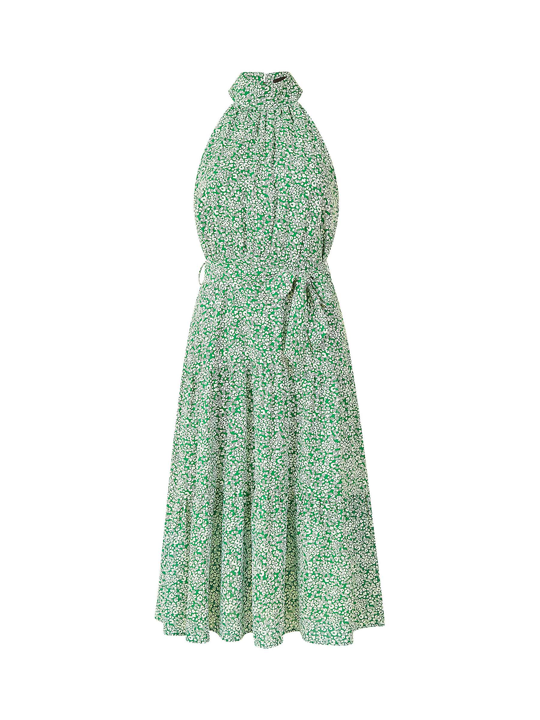 Mela London Ditsy Floral Halterneck Midi Dress, Green at John Lewis ...