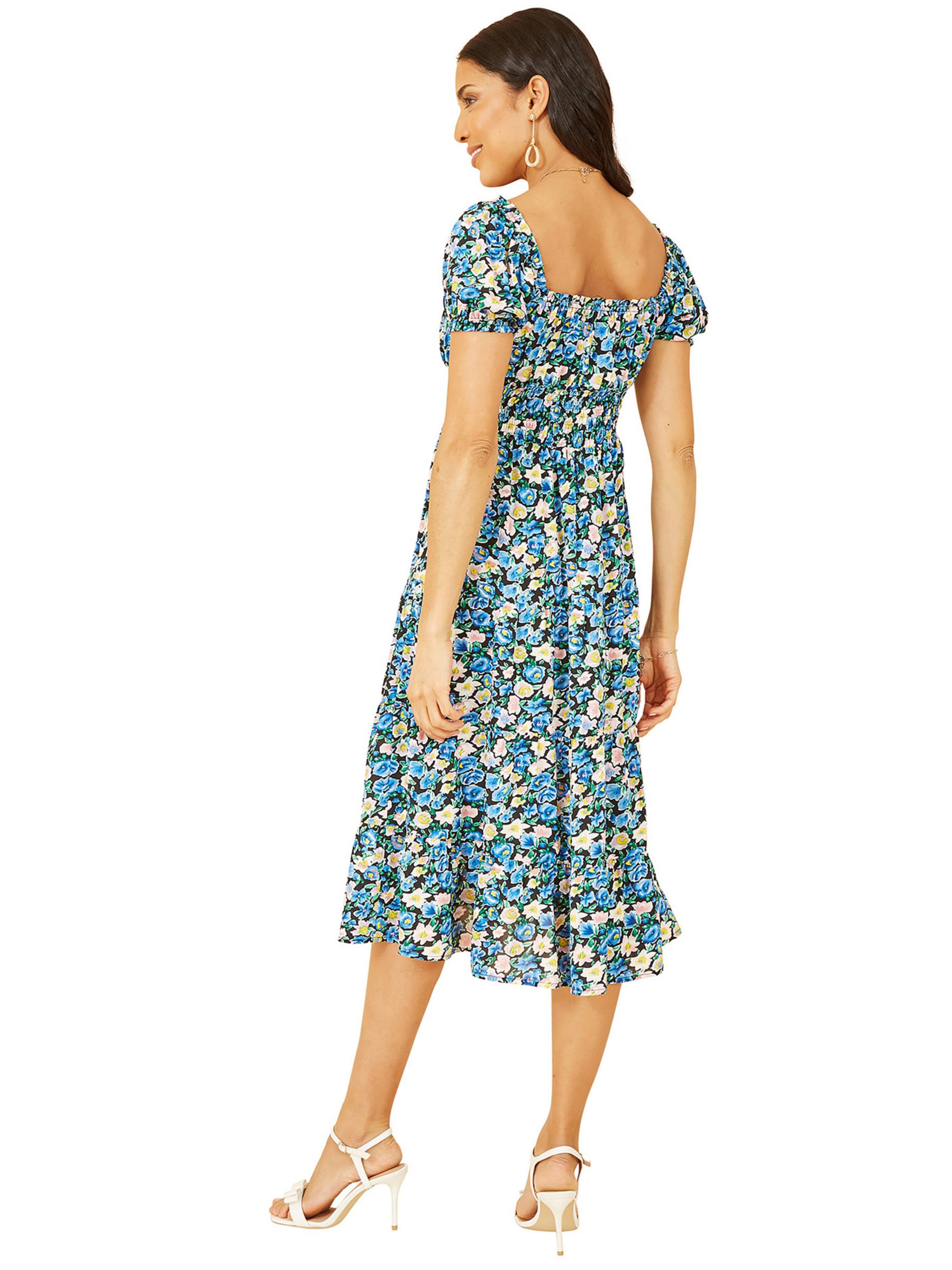 Yumi Floral Ditsy Bardot Midi Dress, Navy at John Lewis & Partners