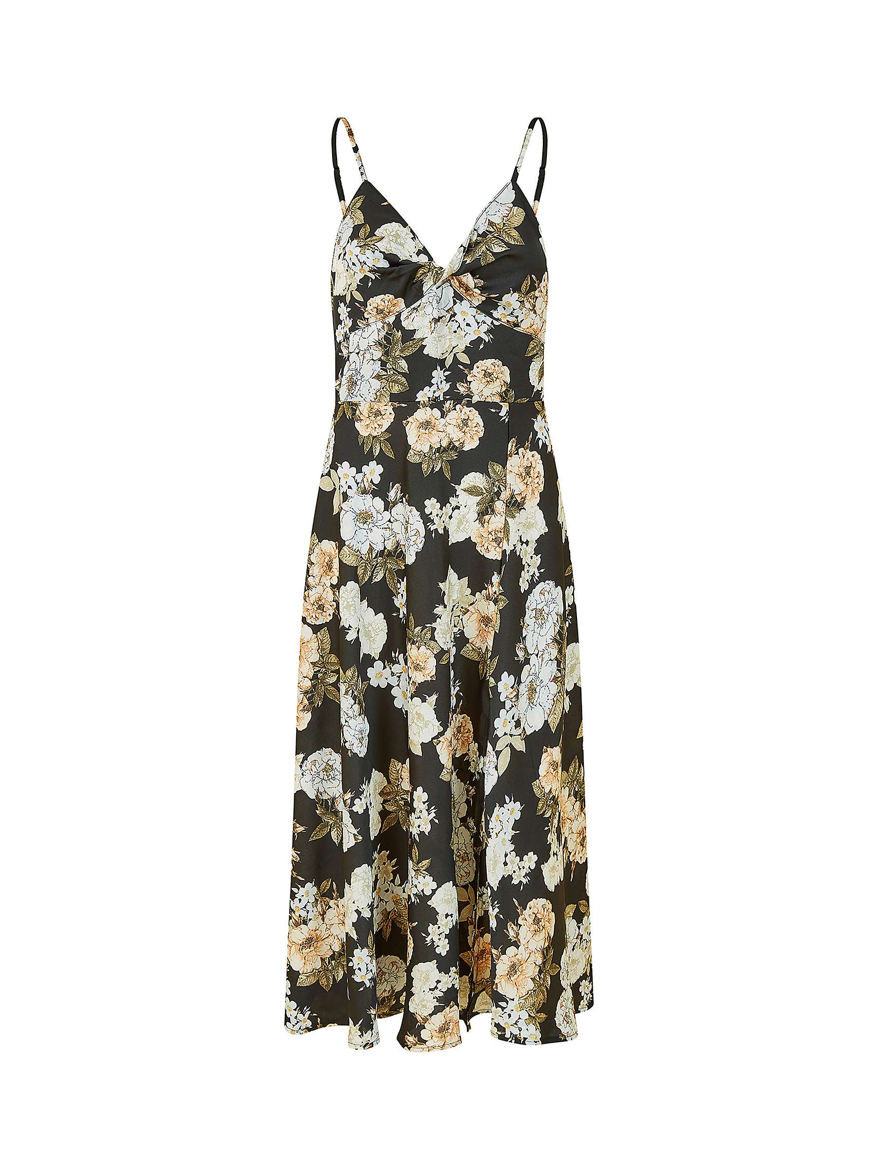 Buy Yumi Floral Satin Midi Dress, Black Online at johnlewis.com