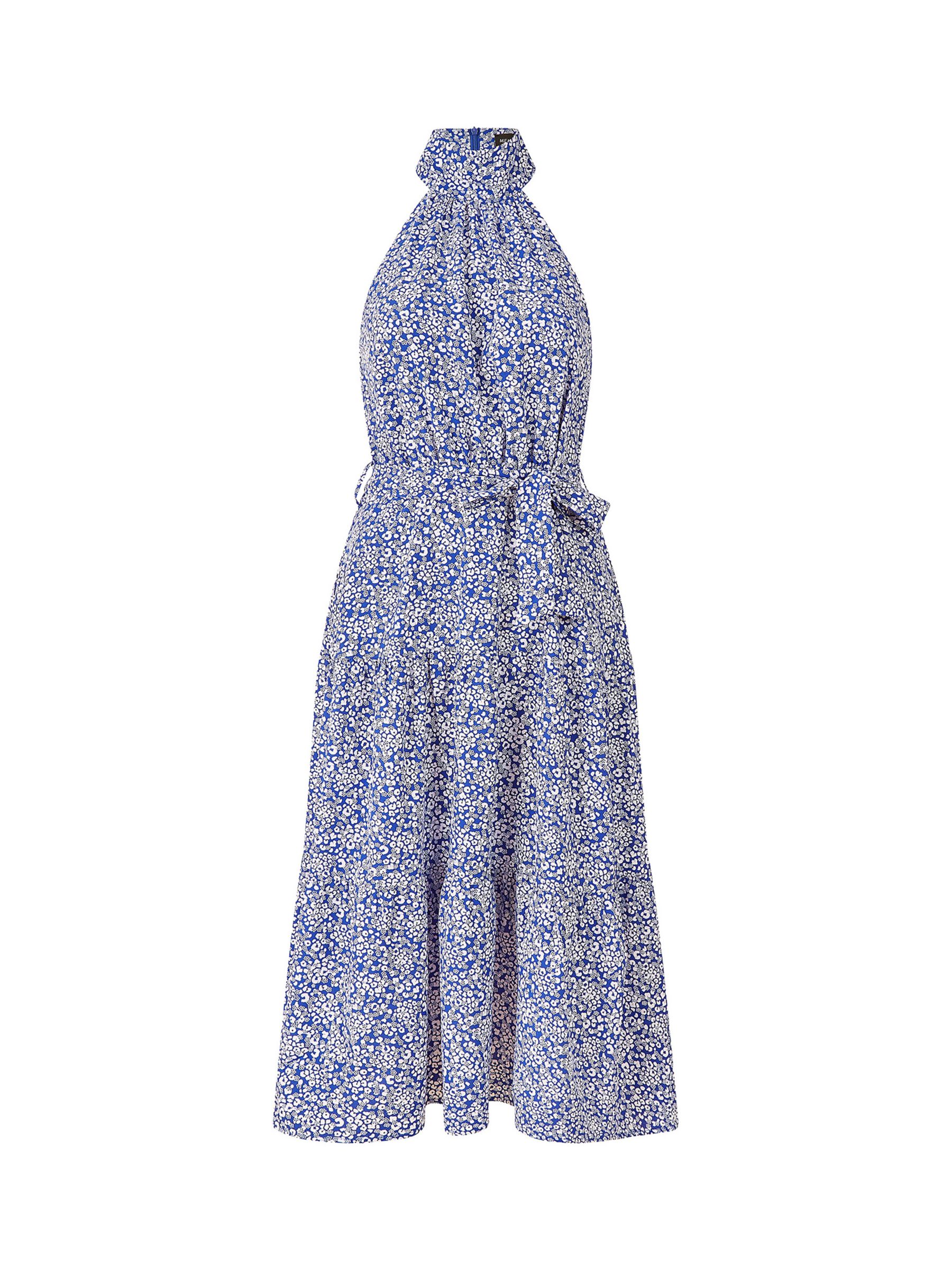 Mela London Ditsy Floral Halterneck Midi Dress, Blue at John Lewis ...