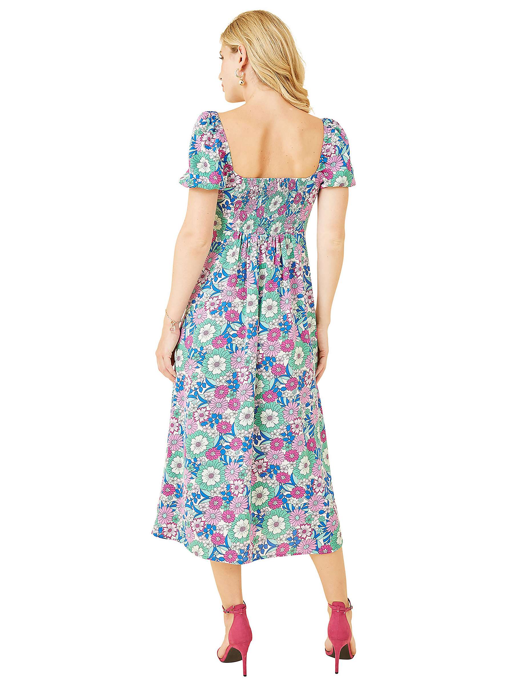 Buy Mela London Retrol Floral Print Midi Dress, Pink Online at johnlewis.com