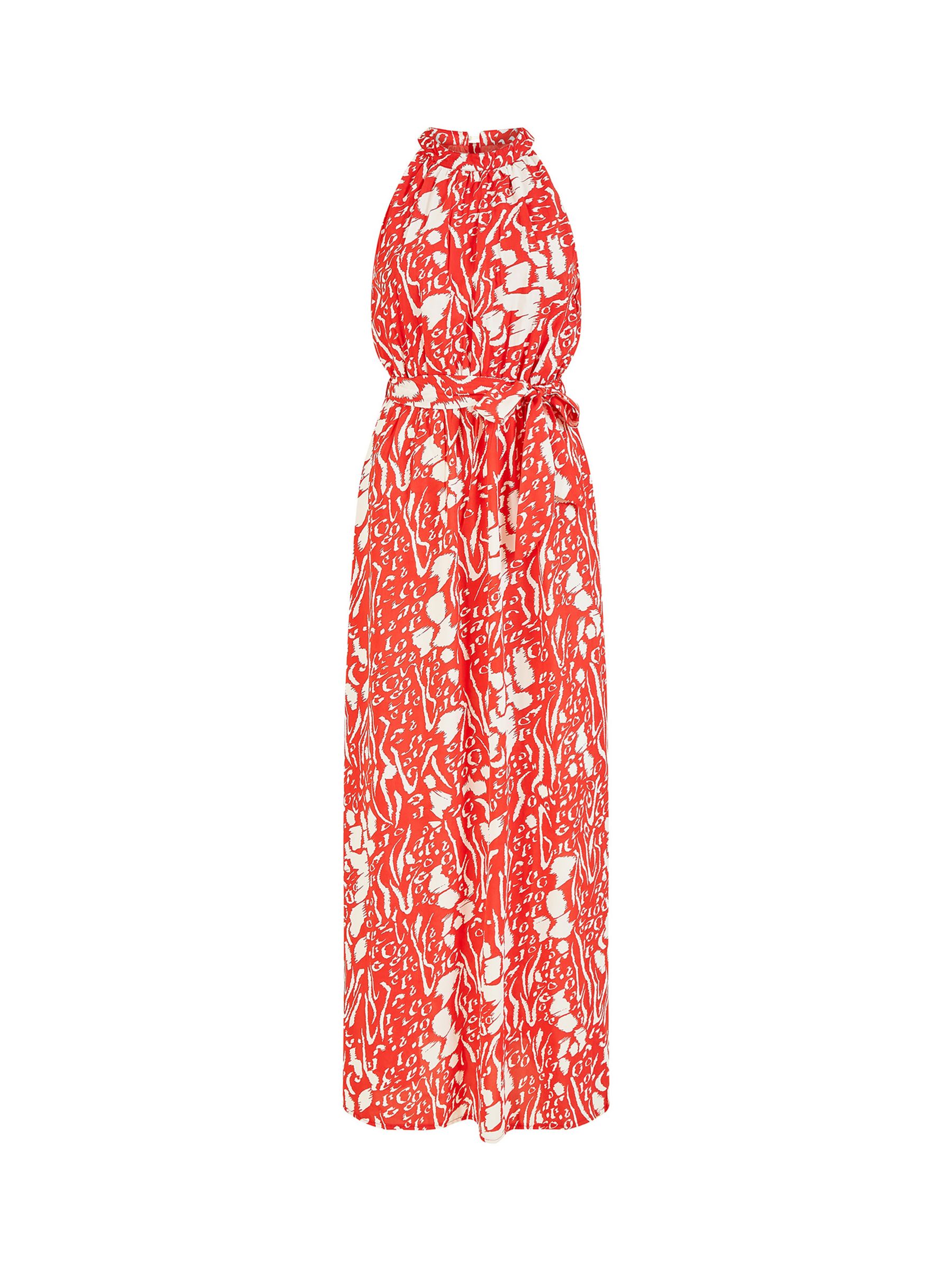 Mela London Animal Print Maxi Dress, Red, 8