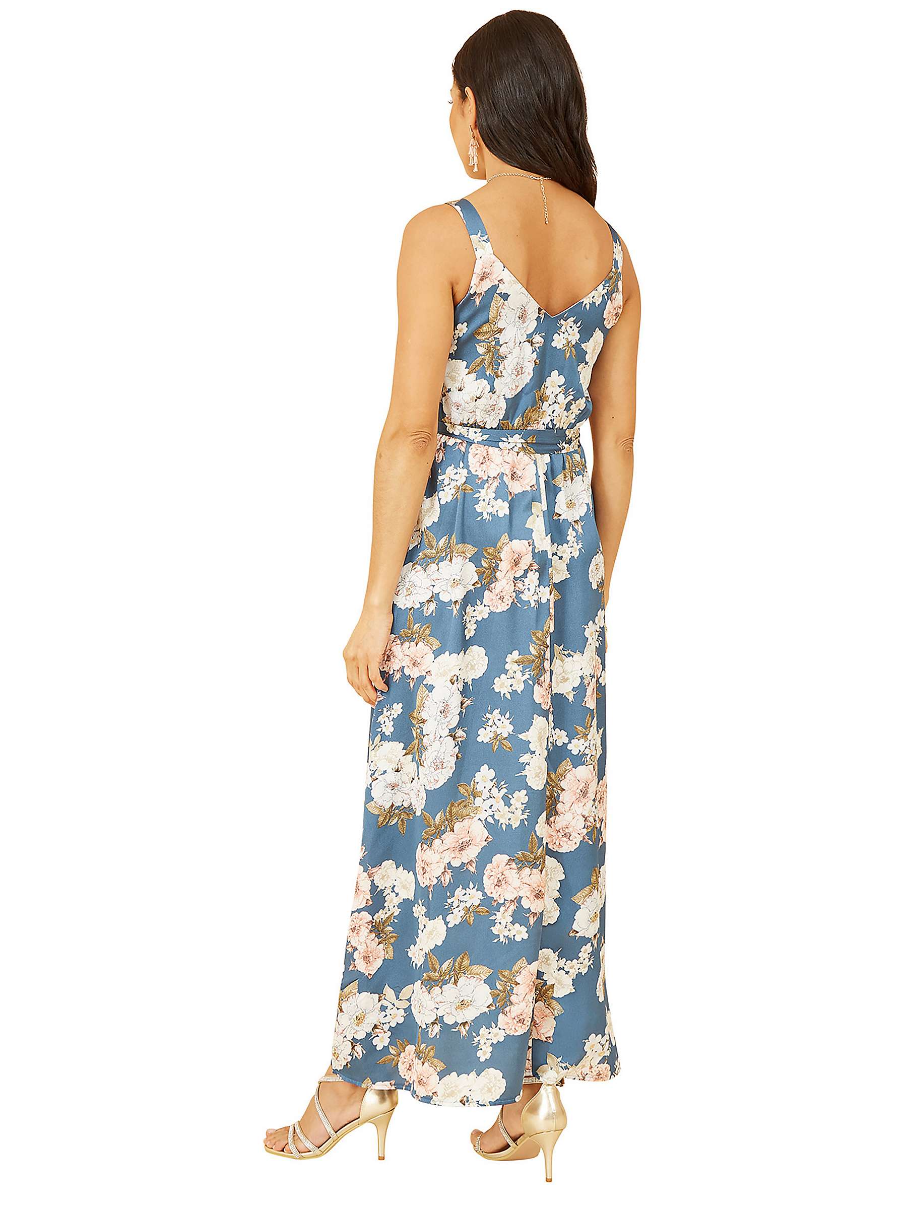 Buy Mela London Satin Floral Print Maxi Dress, Blue Online at johnlewis.com