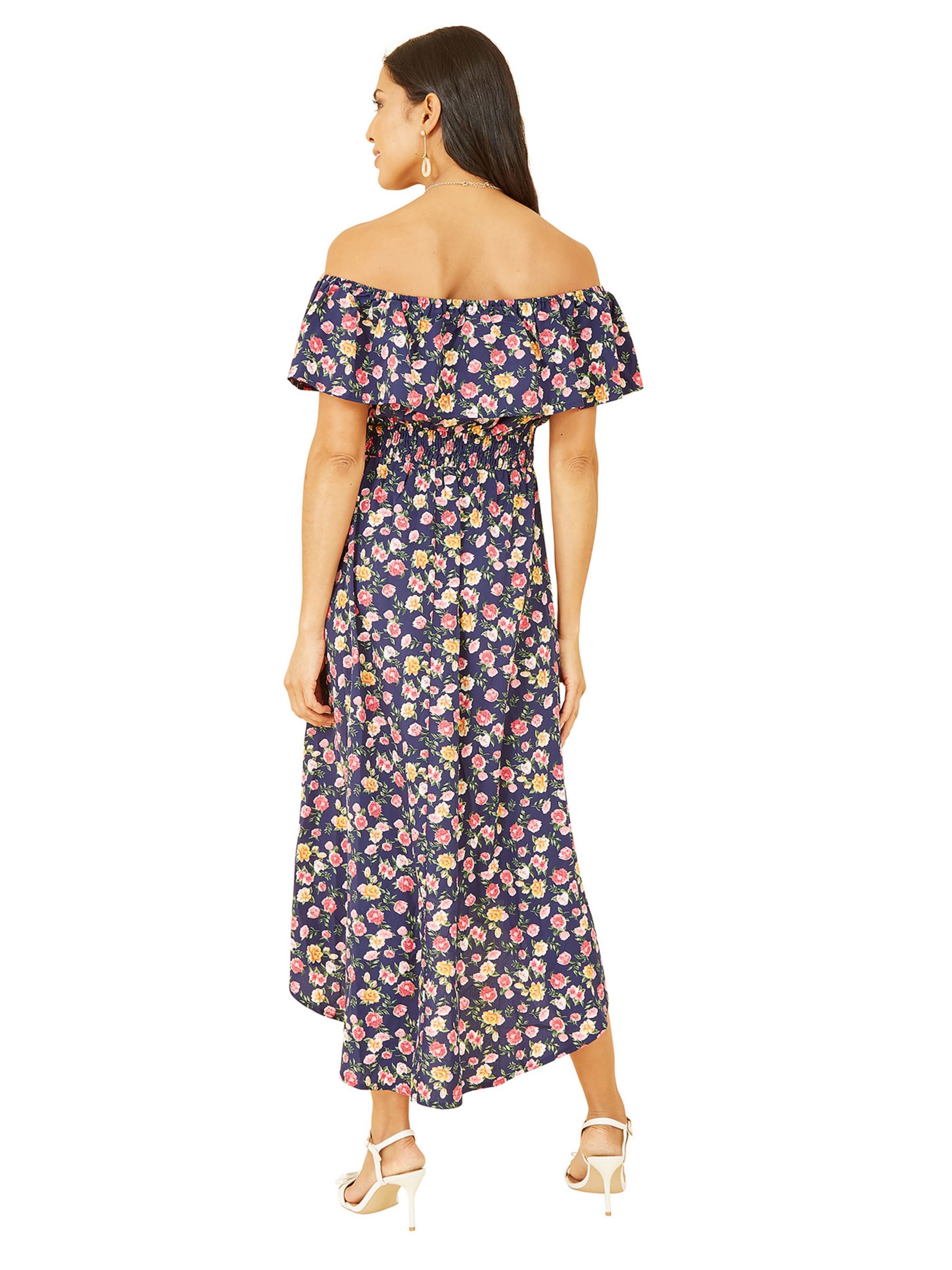 Mela London Floral Print Bardot Dress, Navy